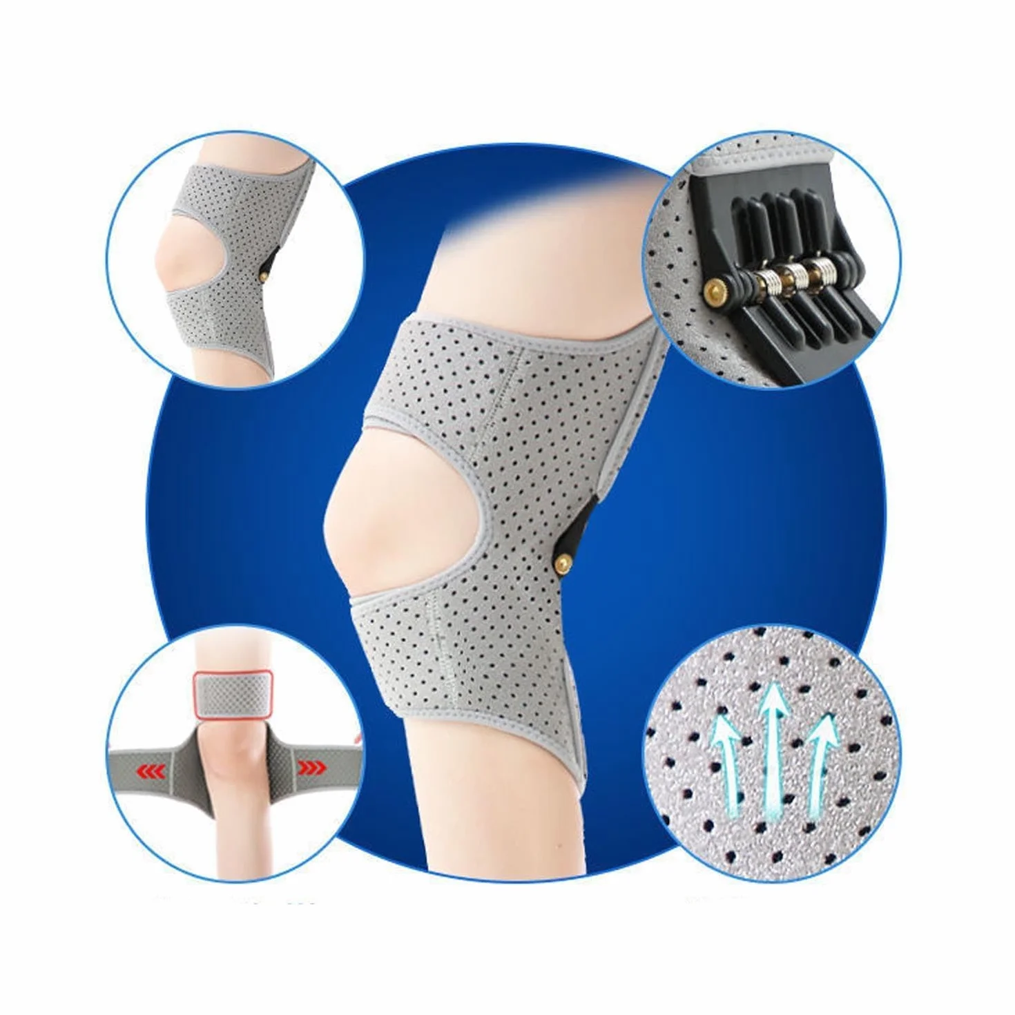 Attelle de soutien pour le genou à ressorts réglables, dispositif d'assistance pour personnes âgées, Gris