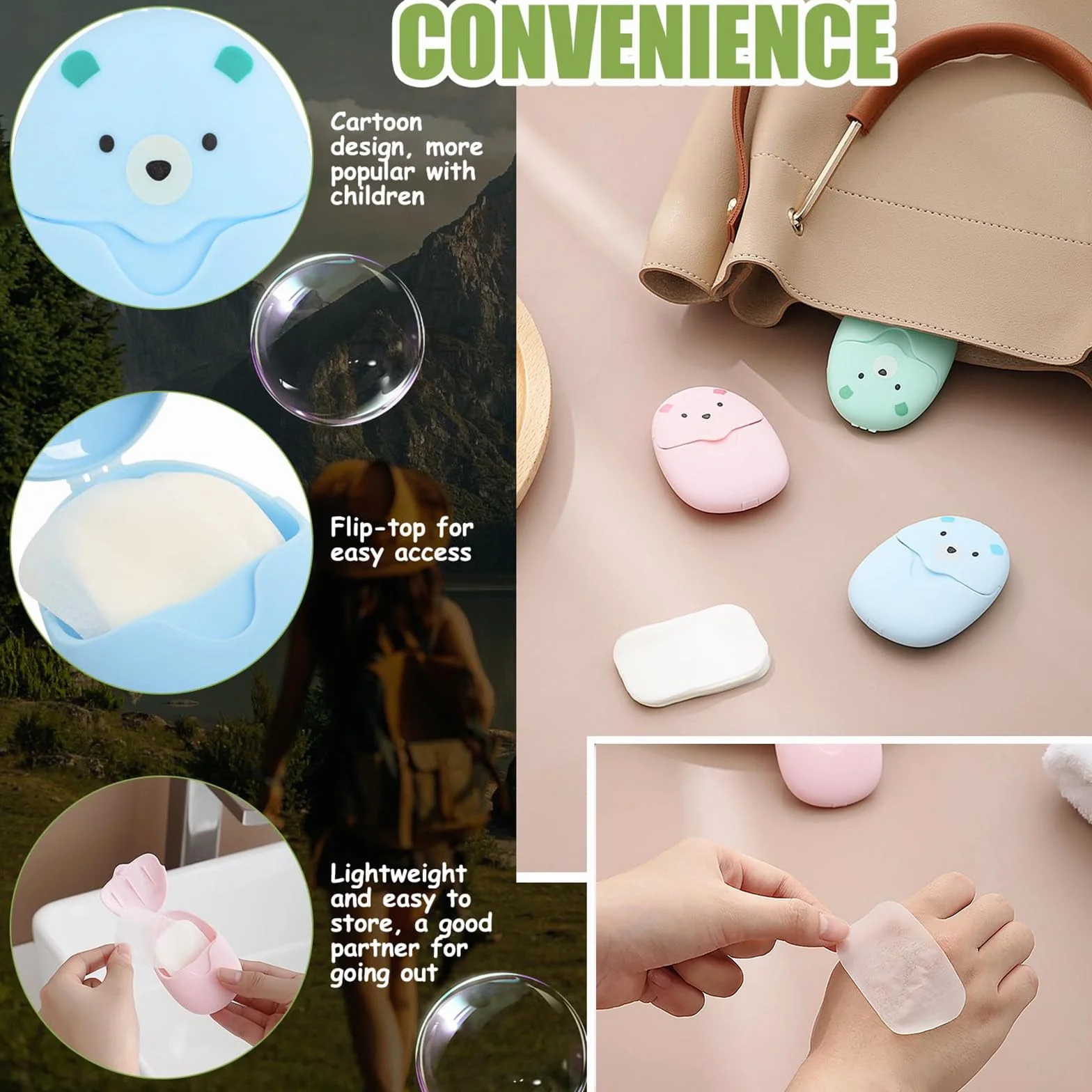300 Pièces Feuilles de Savon Mini Tranche Jetable, Flocons de Savon, Portable pour Voyage