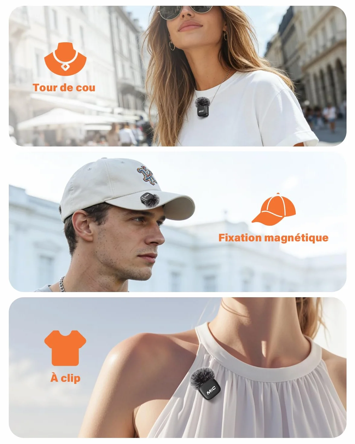 Newmight Micro Cravate sans Fil avec Fixation Magnétique, Réduction de Bruit, 30M Portée, Compatible iPhone/Android/PC