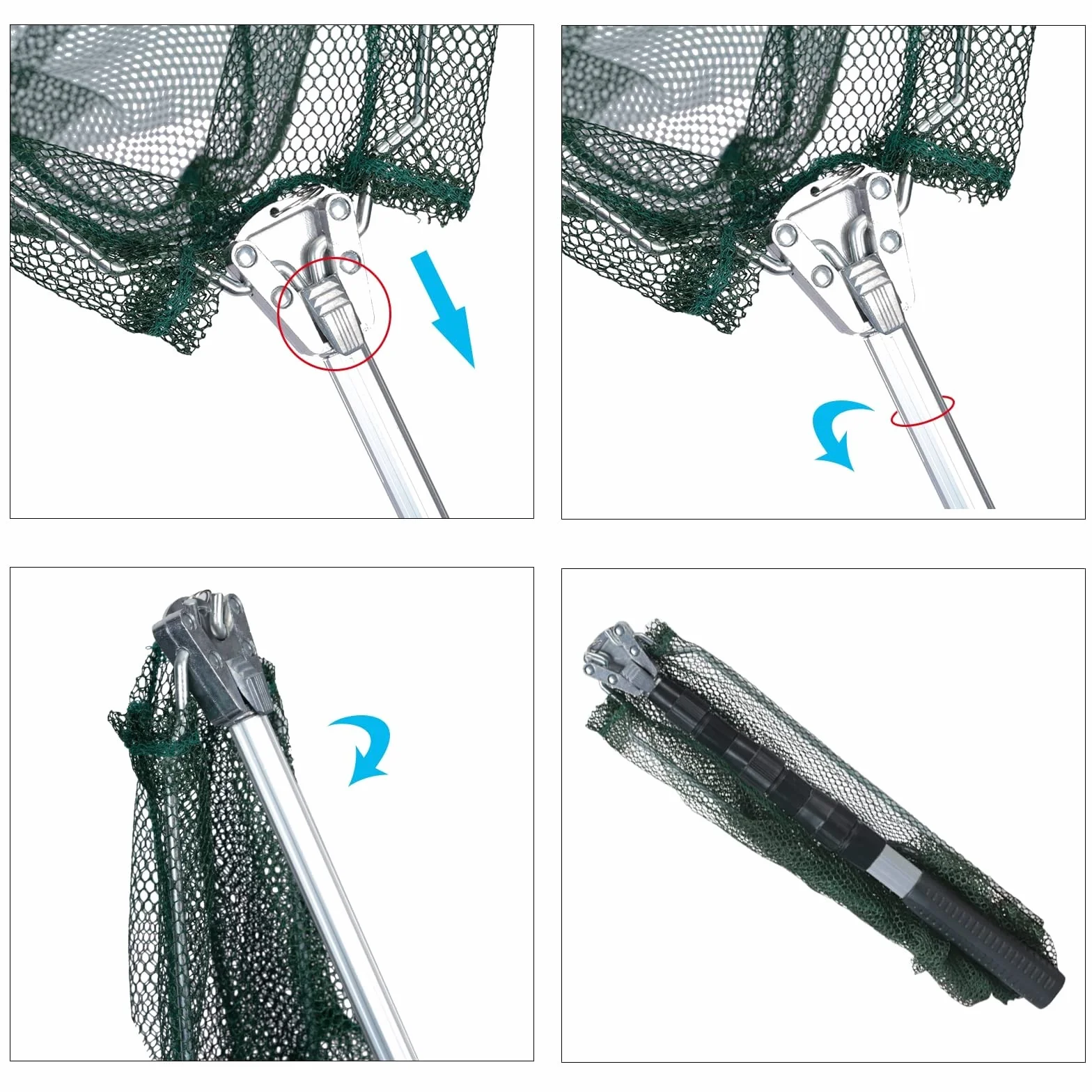 LEcylankEr Épuisette de pêche pliable caoutchoutée manche télescopique 120 cm