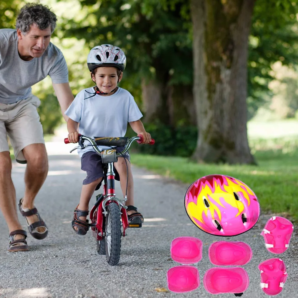 Ensemble de Protection Enfant Casque Genouillères Coudières Protège-poignets Réglable 7 Pièces