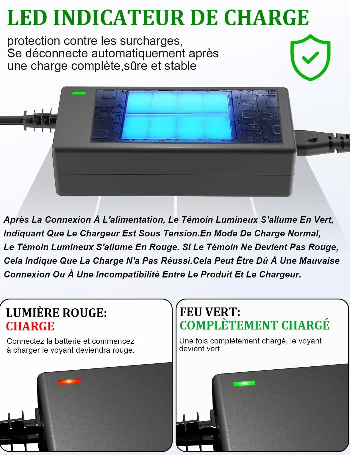 Chargeur Trotinette Electrique 42V 2A pour Hoverboard 36V Batterie Xiaomi M365 Pro 2