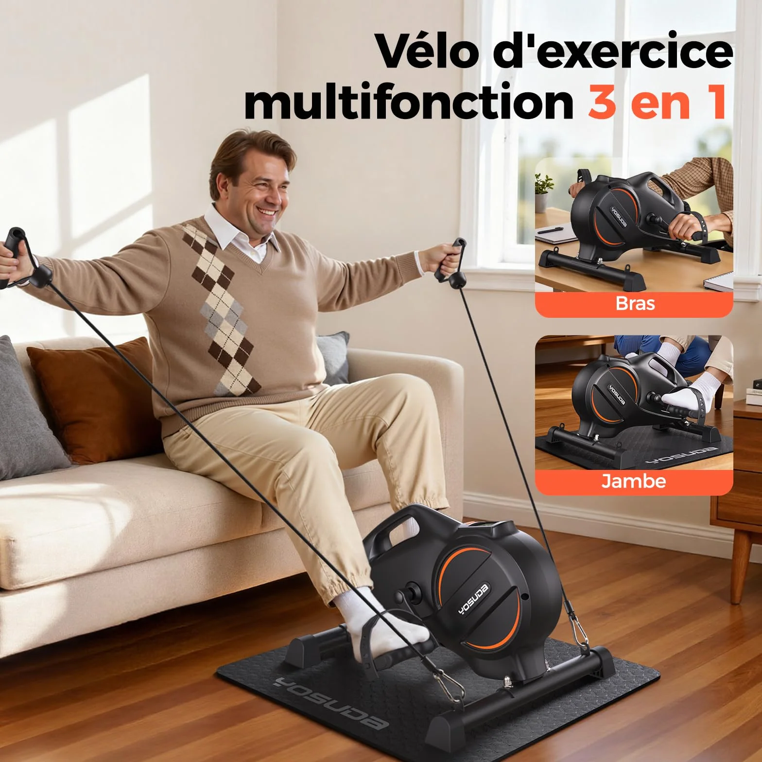 YOSUDA Vélo d'Appartement Mini avec 16 Niveaux de Résistance Réglable