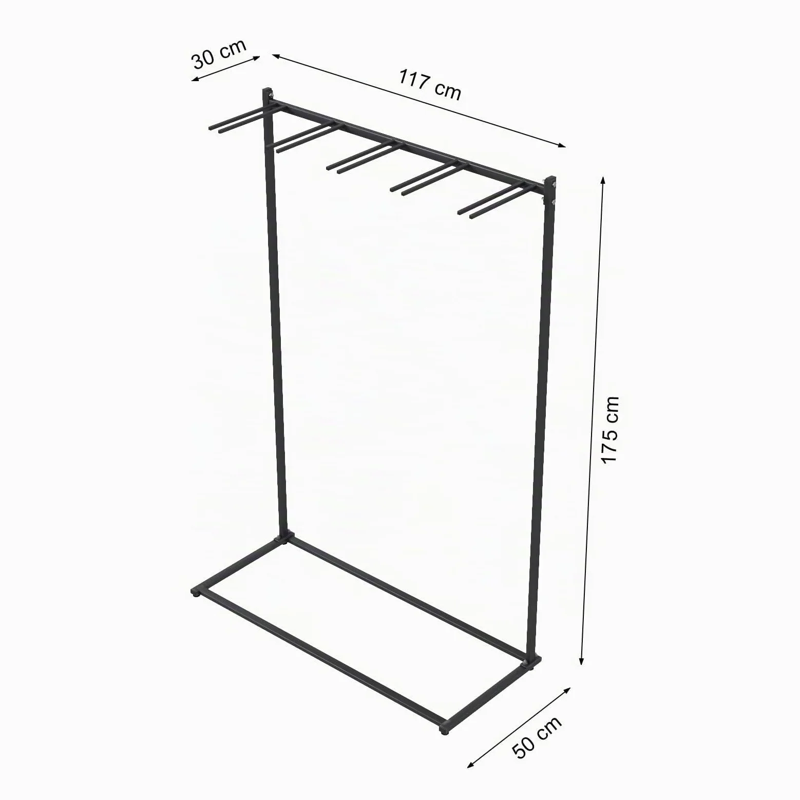 QLS Support à Skis sur Pied pour 10 Paires 175 cm Noir | Structure thermolaquée avec bras caoutchoutés, 117 × 50 × 175 cm, garage ou local à skis