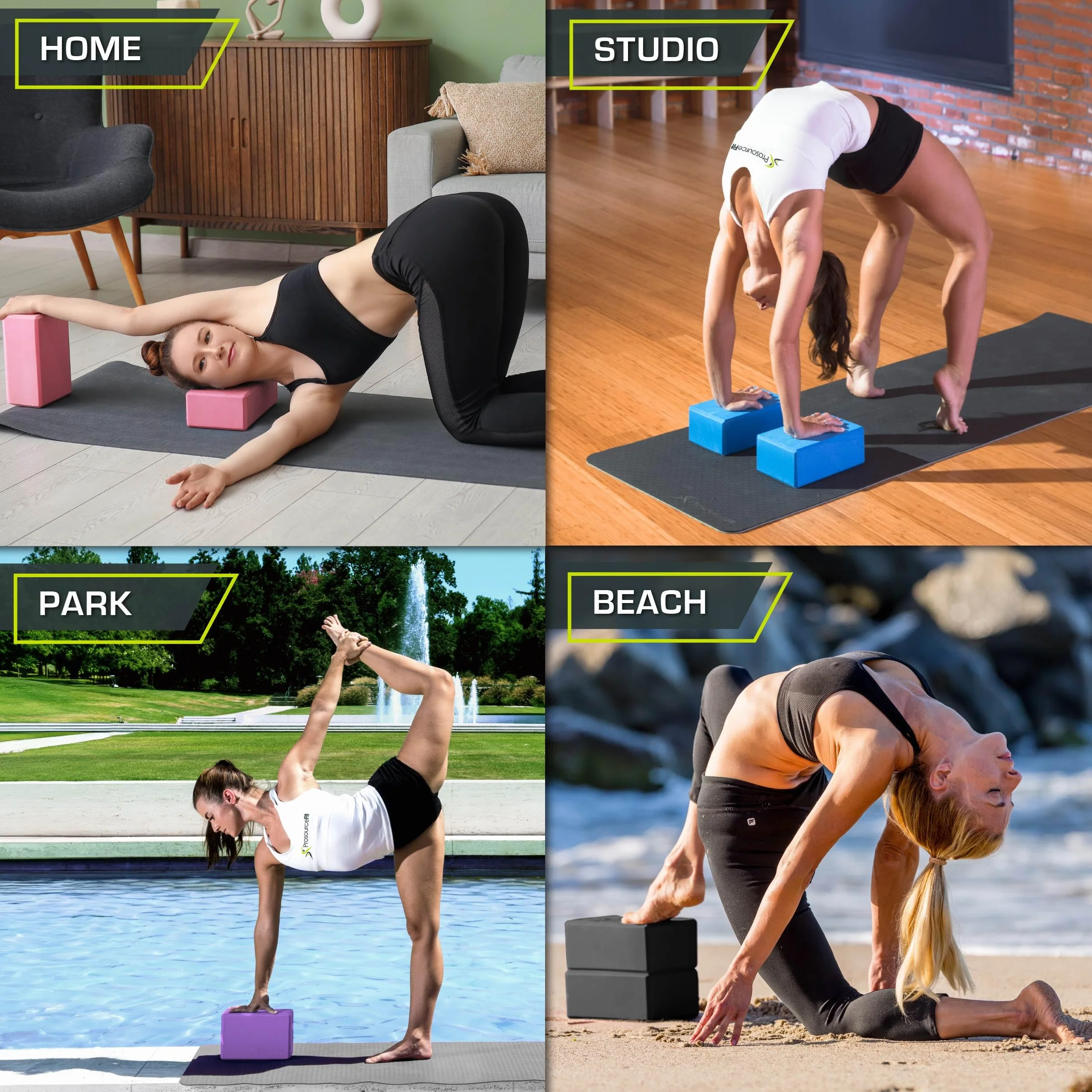 ProsourceFit Foam Yoga Blocks Set of 2, High Density EVA Yoga Bricks, 4x6x9 Inches