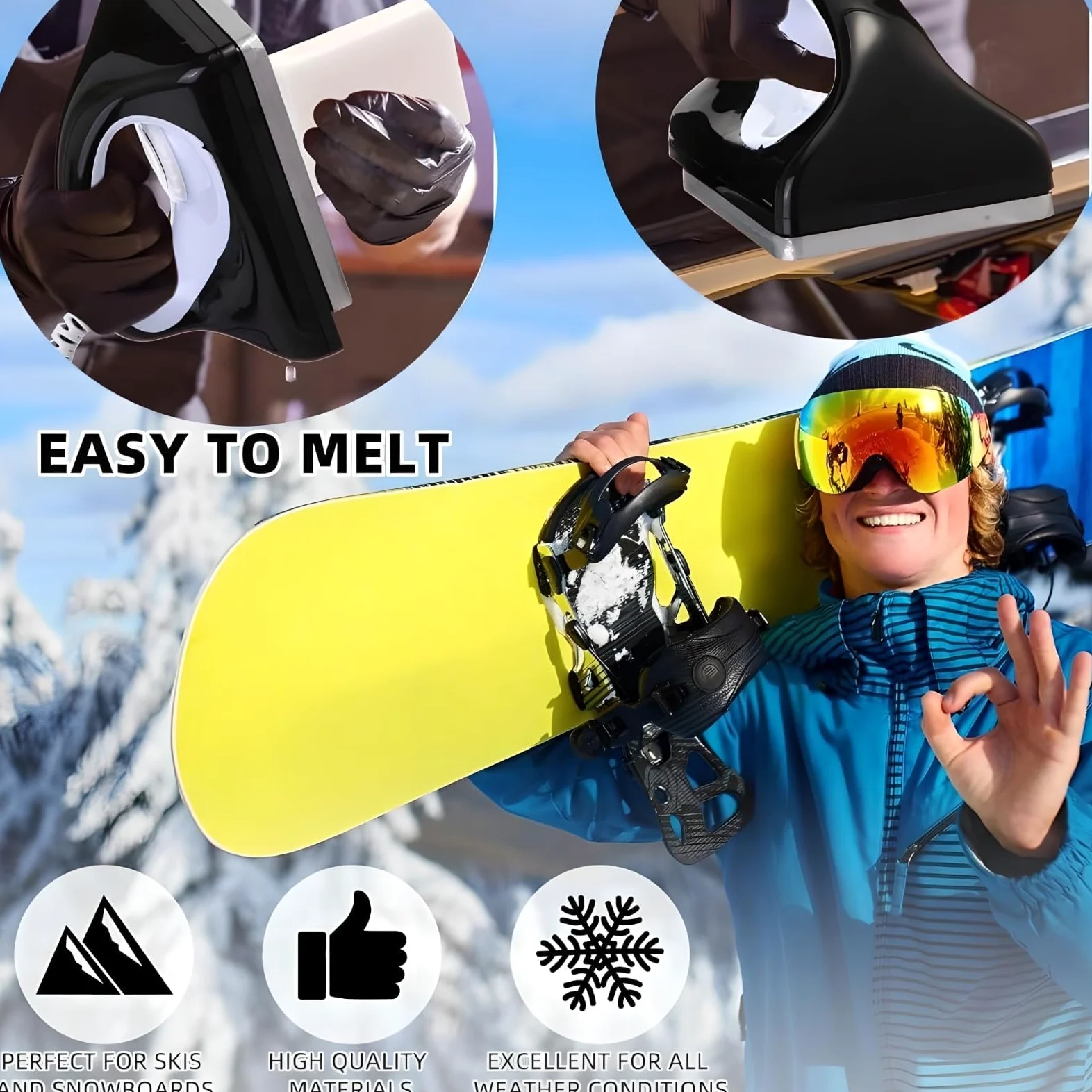 Fer à farter pour snowboard avec 3 niveaux de contrôle de la température pour une application facile et une protection