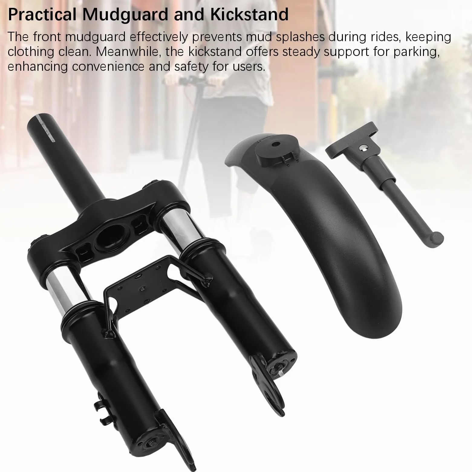 Tbest Kit de Suspension Avant de Scooter électrique, Fourche Avant à Suspension Hydraulique en Acier PC avec Vis de Béquille de Garde-Boue pour Accessoires M365