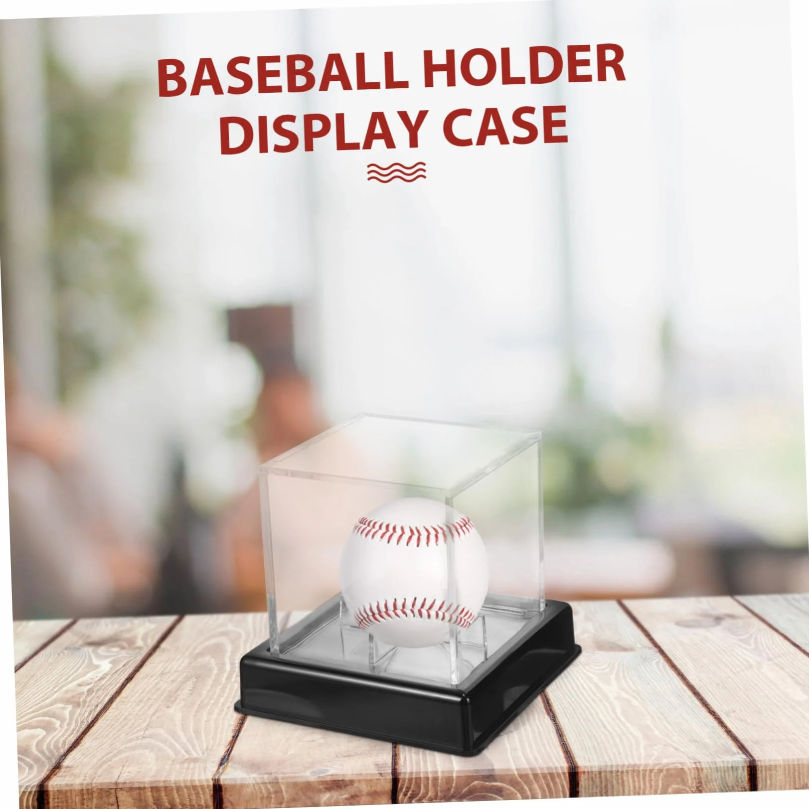 Vitrine Transparente Carrée en Plastique Noir pour Balles de Sport Baseball