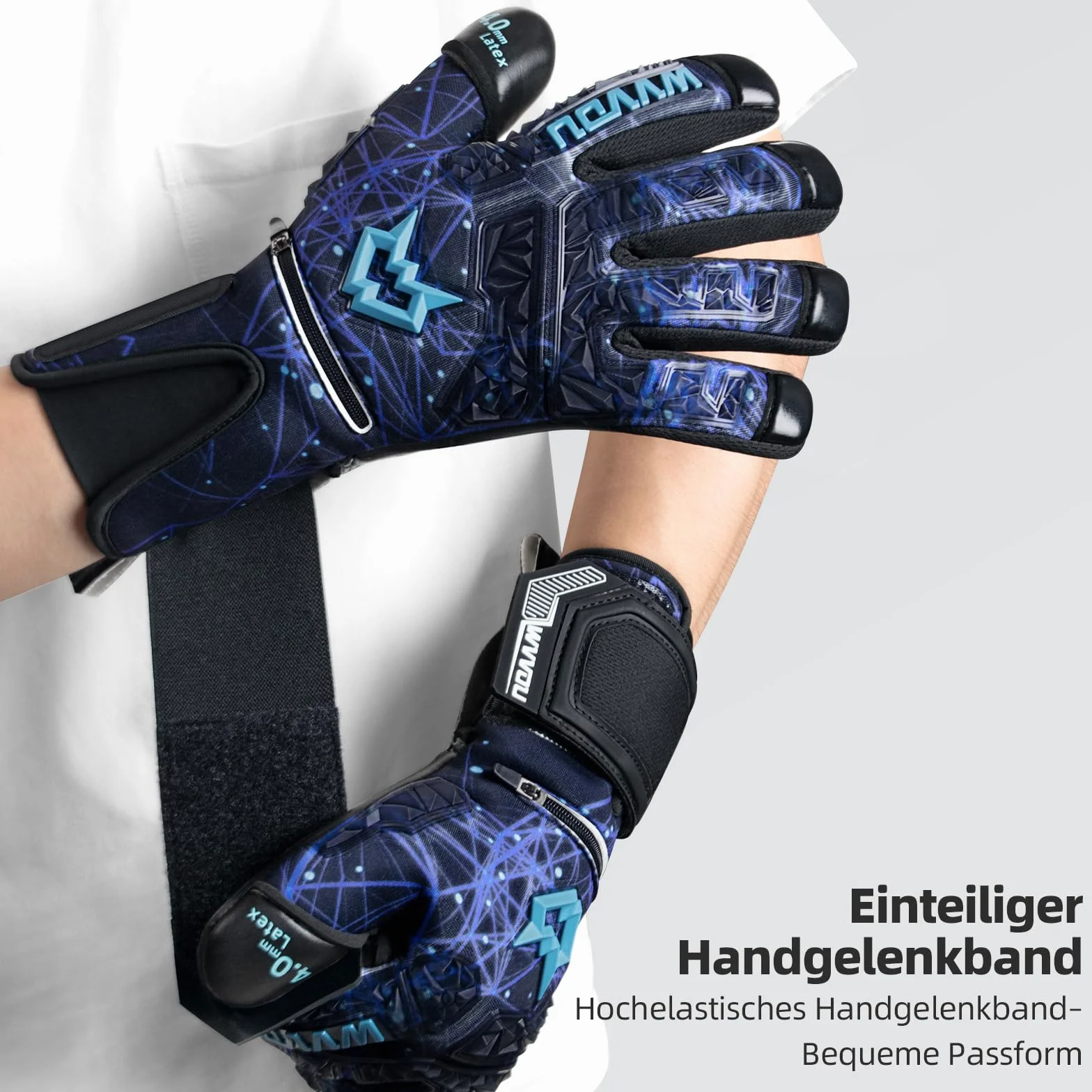 WVVOU Gants de Gardien de But pour Hommes et Adolescents - Gants de Gardien de But Haute Performance pour Enfants avec 5 protège-Doigts Amovibles, Gants de Football avec Latex Collant de 4 mm sur la