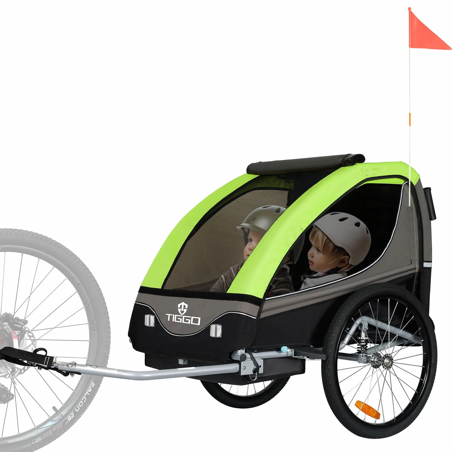 Tiggo S2 Remorque pour Enfants 2 en 1 Velo Suspension 5 Points Ceinture de securite 360° Roue Jogger Poussette