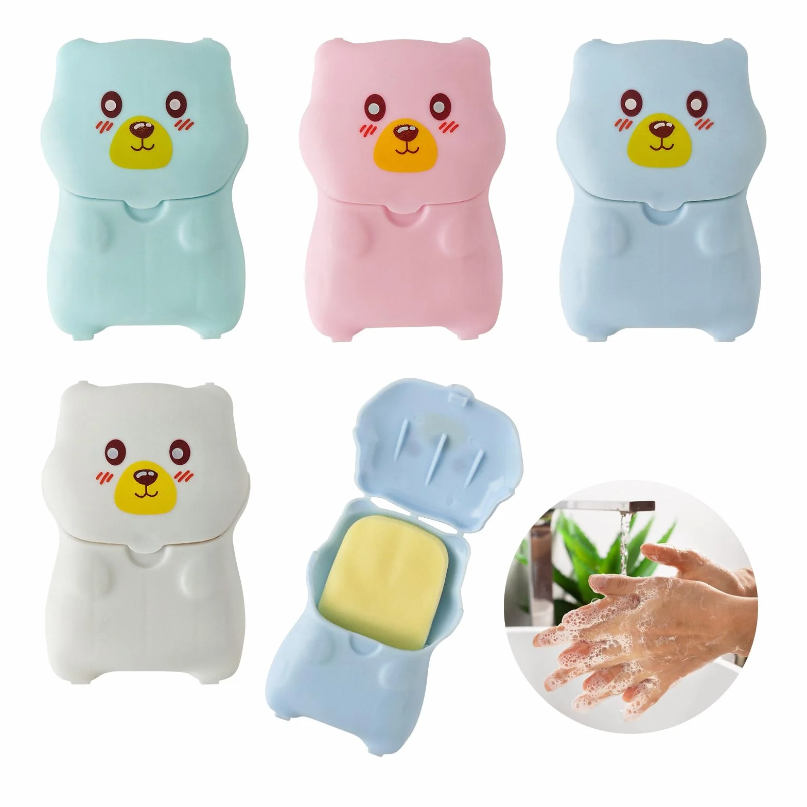 FRUHLING Lot de 200 mini feuilles de savon de voyage jetables en papier avec boîte en plastique