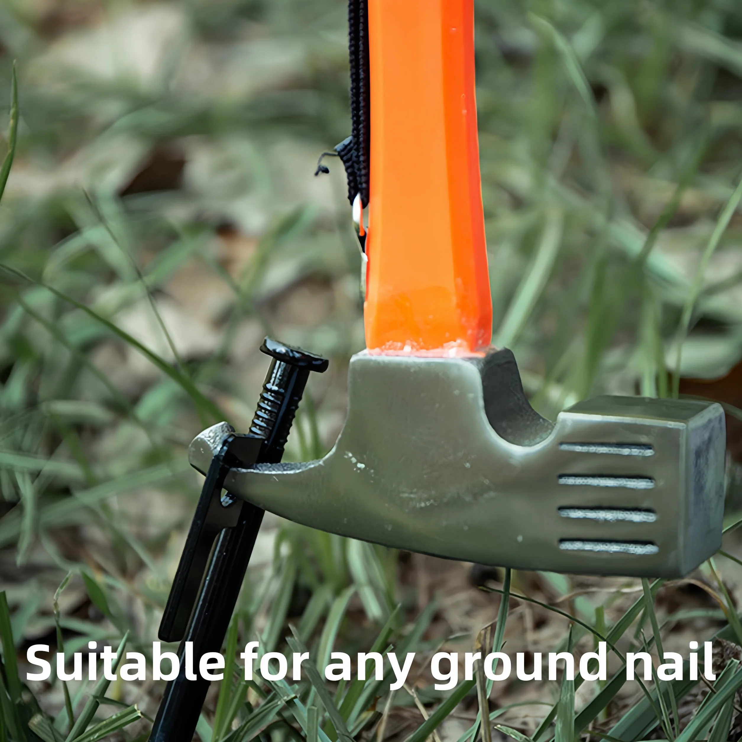 Marteau de camping extracteur de piquets de tente en acier haute teneur en carbone 30,5 cm orange