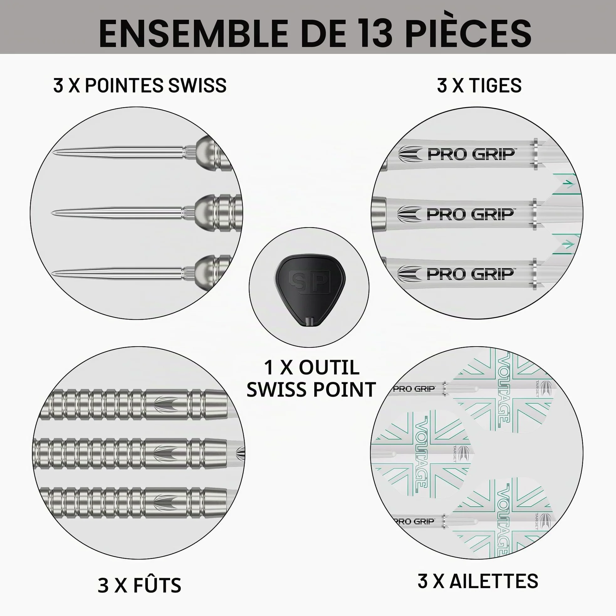 Target Darts Rob Cross Generation 1 Fléchettes à Pointe d'acier, 90% tungstène Jeu de fléchettes, 21G/23G | Fléchettes G1 Player Edition avec Pointes suisses ou Points Fixes, tiges Pro Grip