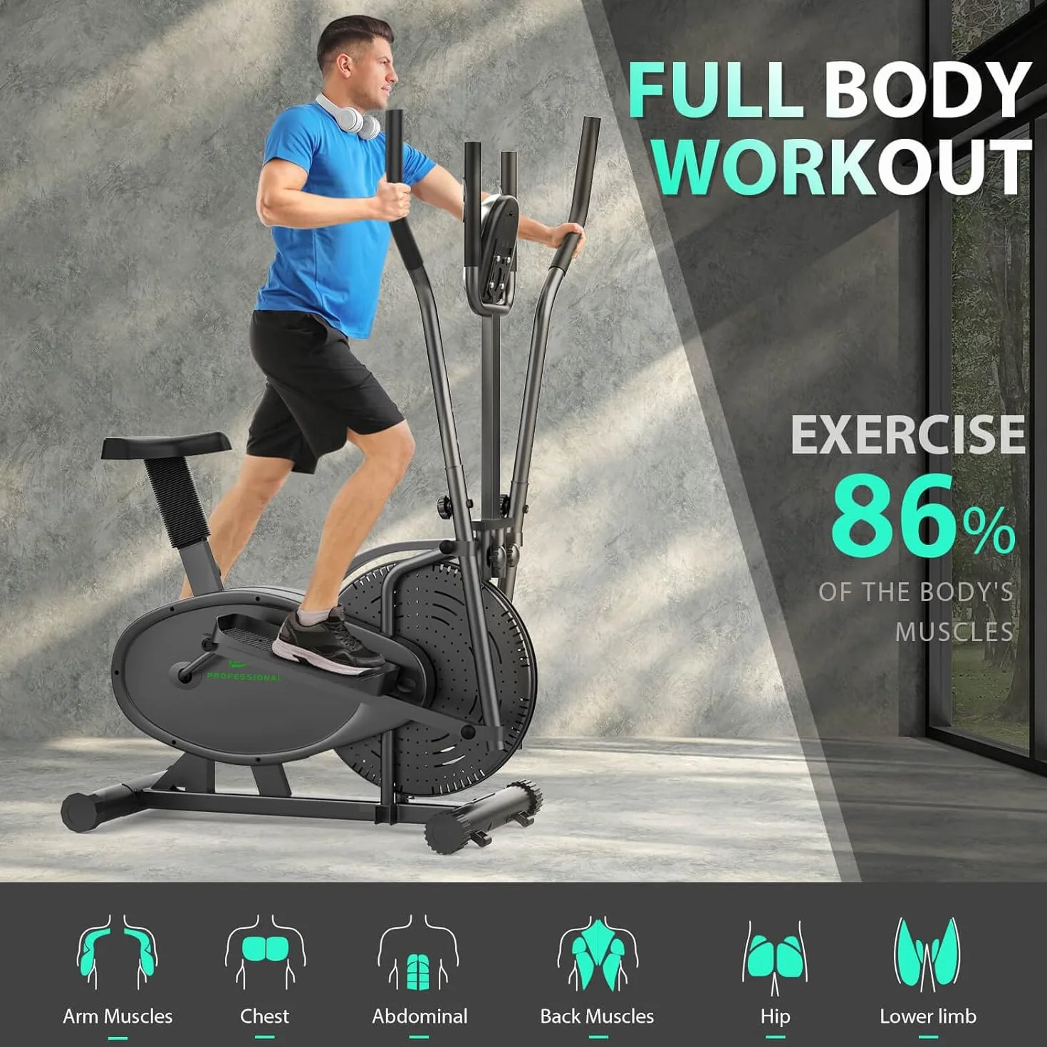 NEEZEE Vélo elliptique pour la maison avec Smart LCD Monitor, siège, entraînement fitness