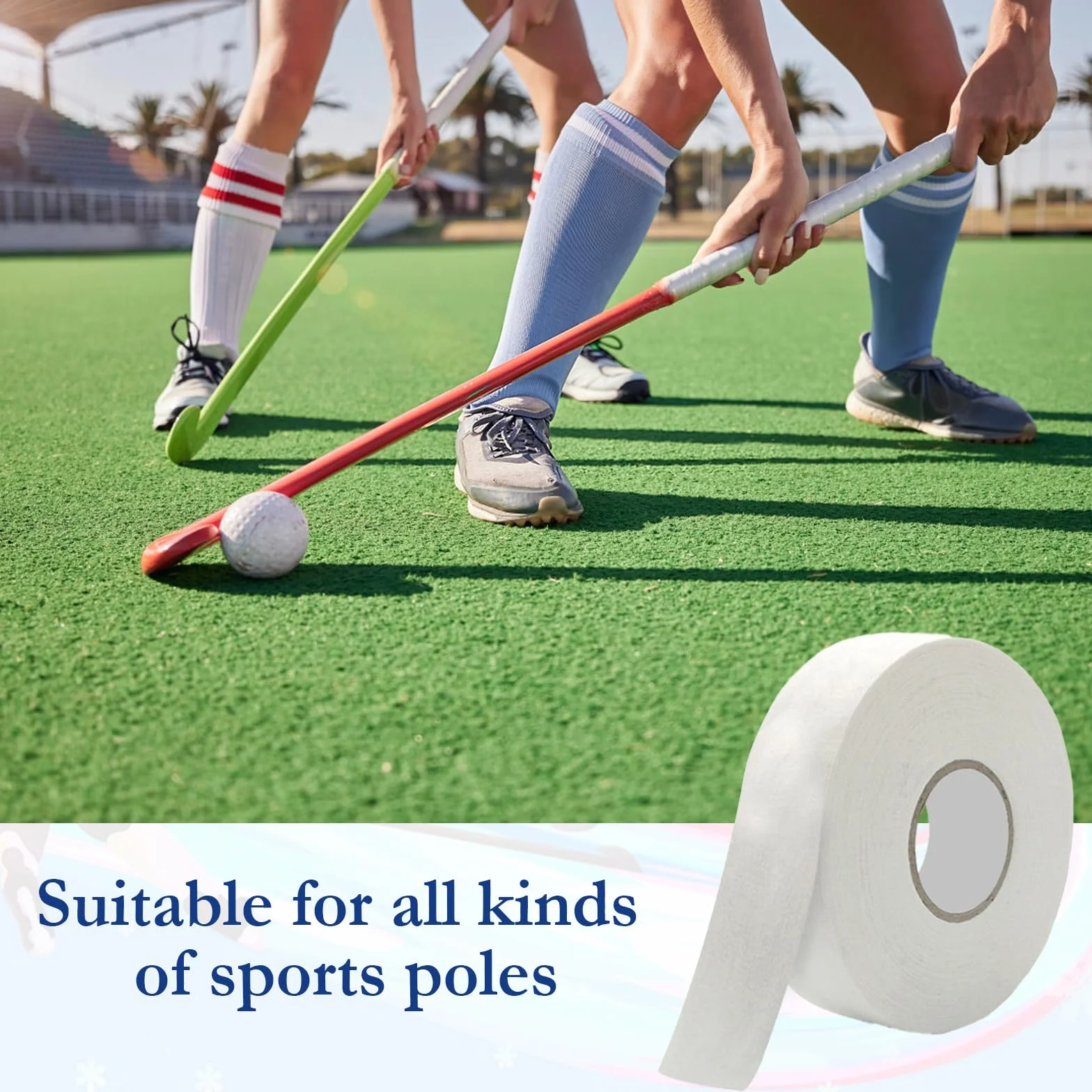 Ruban de Hockey Rouleaux, Poignée de Bâton, Autocollant Bande Auto-Adhésif pour Hockey sur Glace, Badminton, Raquette, Squash, Tennis