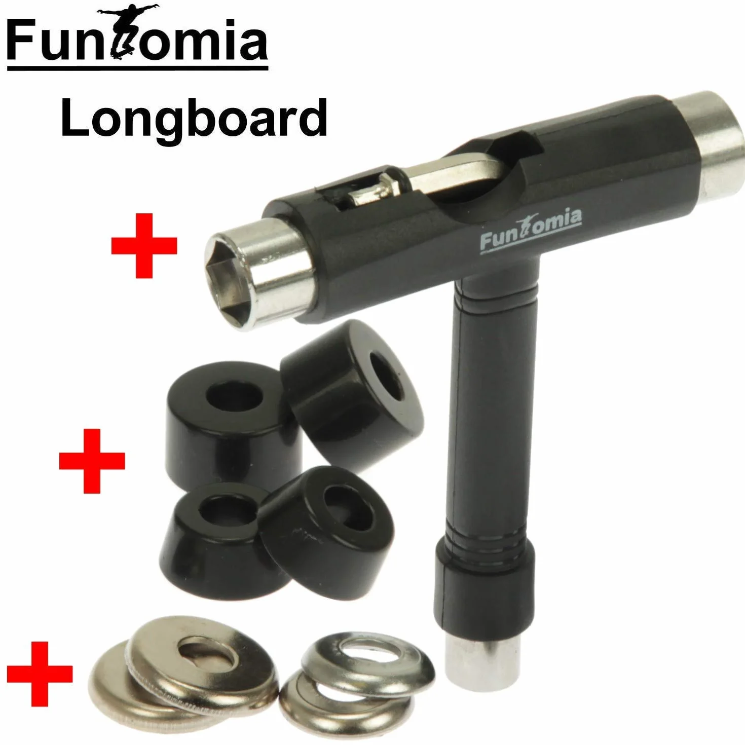 FunTomia Longboard 2 niveaux flexibles Skateboard Drop Through Cruiser Roulement à billes Mach1 Speed Outil en T