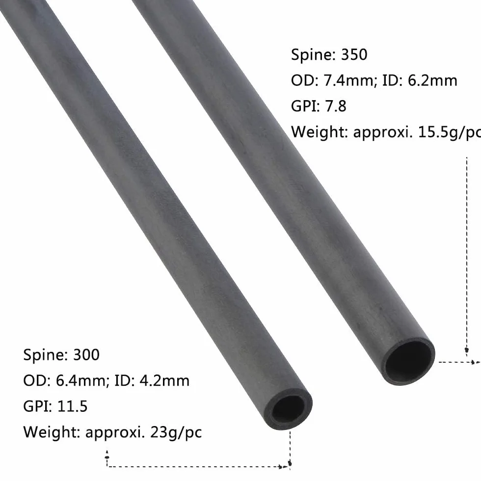 30 Pouces Arbre de Flèche en Carbone Spine 300-900 Tube de Carbone Pur Tir à l'Arc DIY