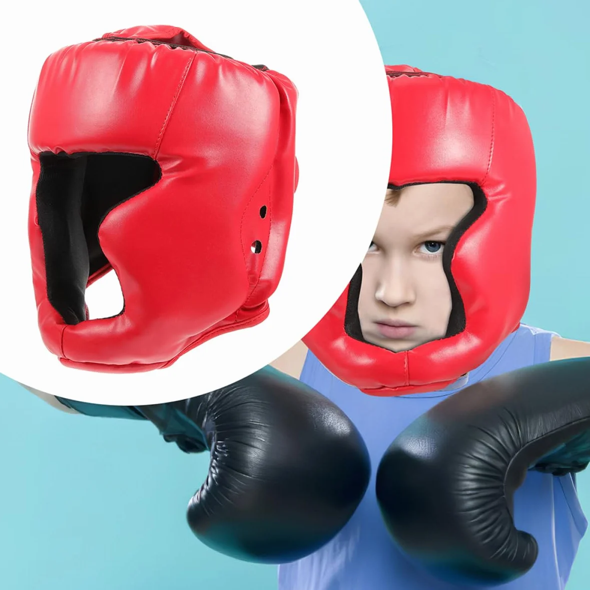 CLISPEED Casque de Protection Boxe Arts Martiaux Ajustable Mousse Entraînement Combat Résistance Aux Chocs