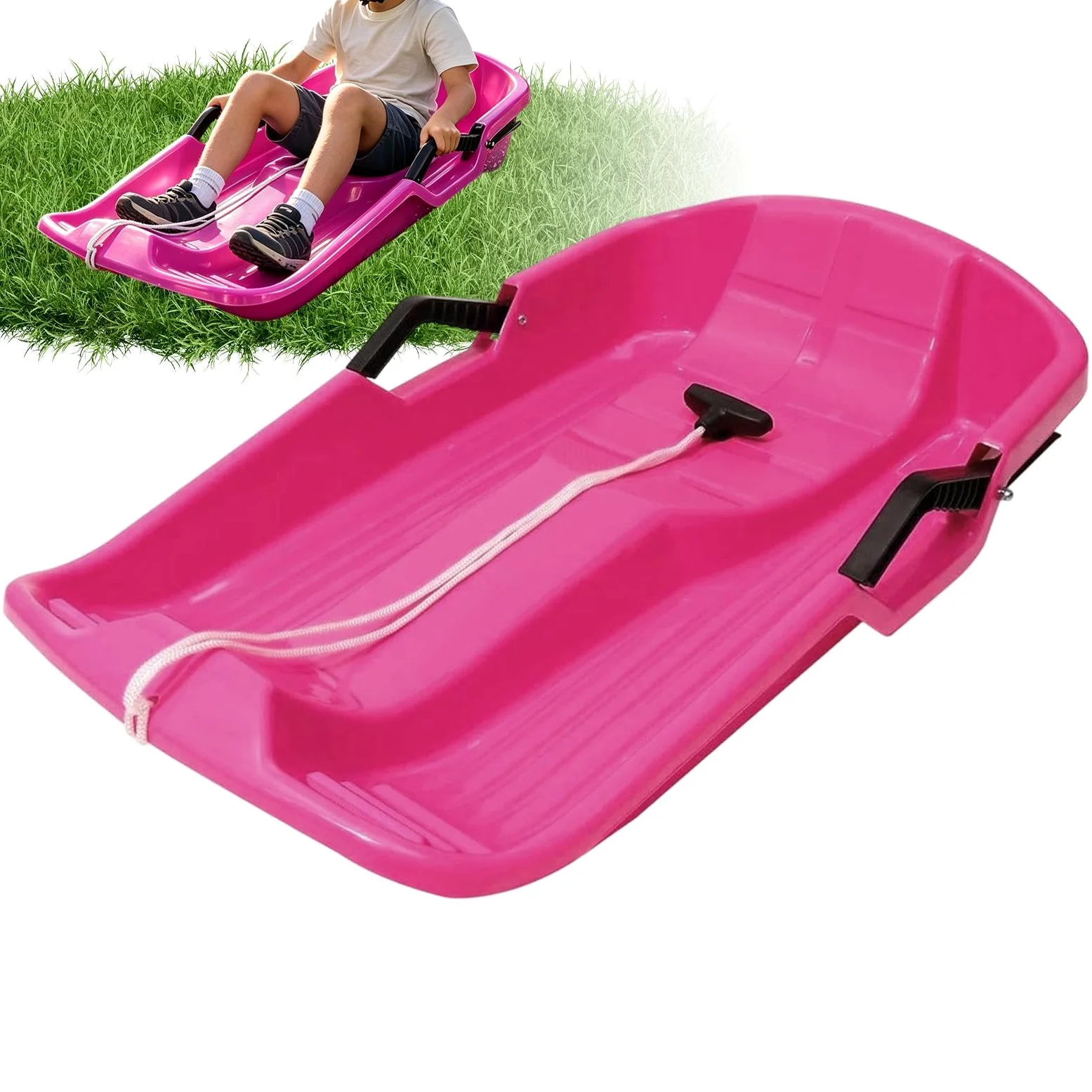 Luge De Neige pour Toboggan d'hiver 2 Places avec Corde De Traction | Luge Neige Ski Hiver Pour Plage Sable Glace Pentes Descentes Garçons Filles