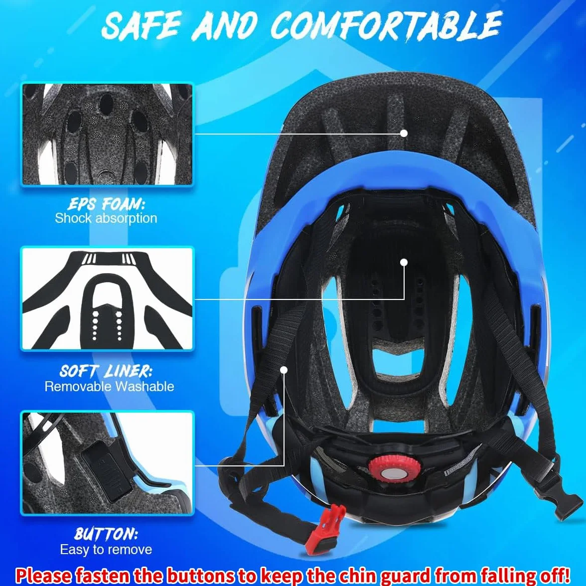 Lixada Casque de vélo pour enfant, casque intégré avec mentonnière amovible, casque de protection pour le cyclisme, le skateboard, le patin à roulettes