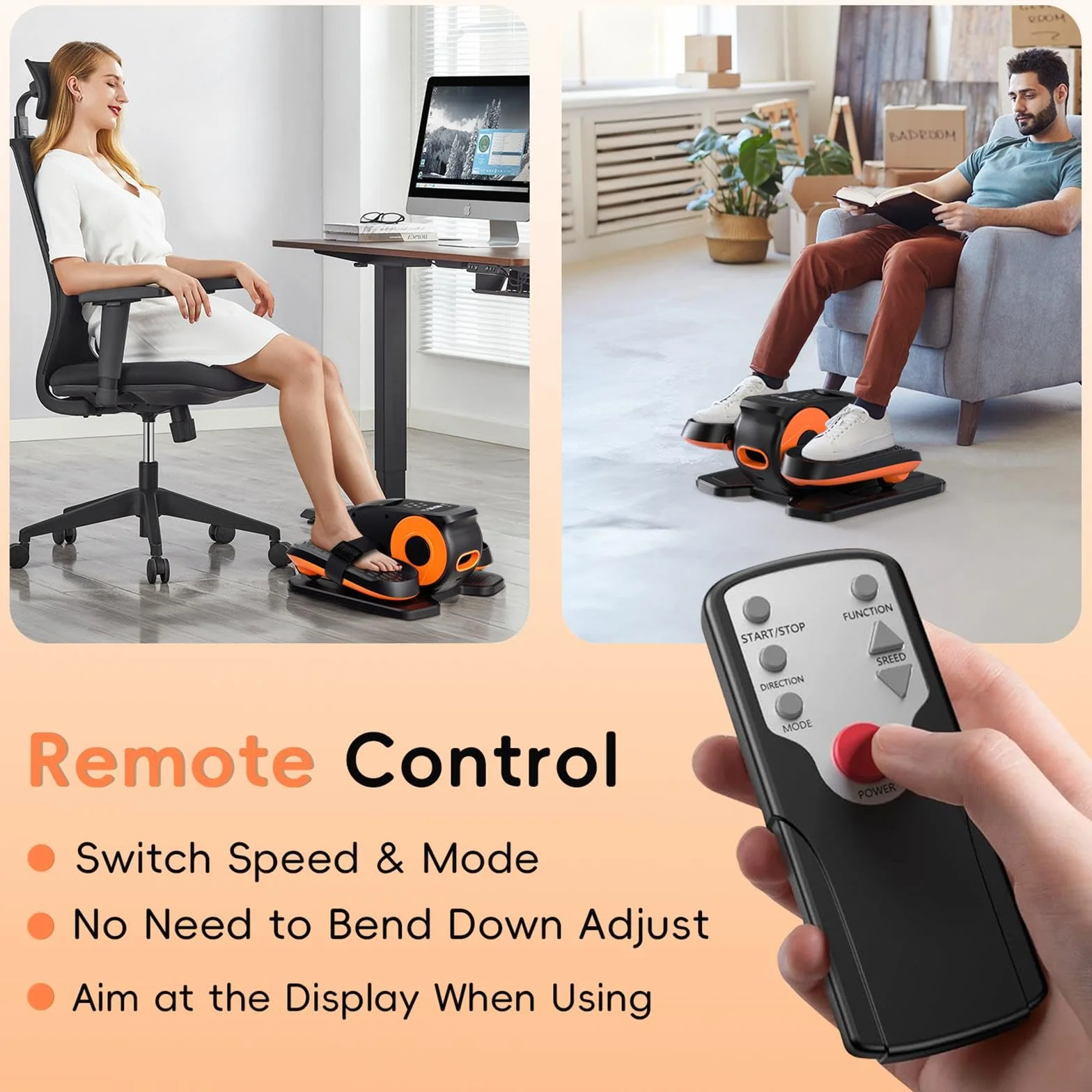 Morelax Vélo Elliptique de Bureau Silencieux Portable 12 Vitesses avec Télécommande et Écran