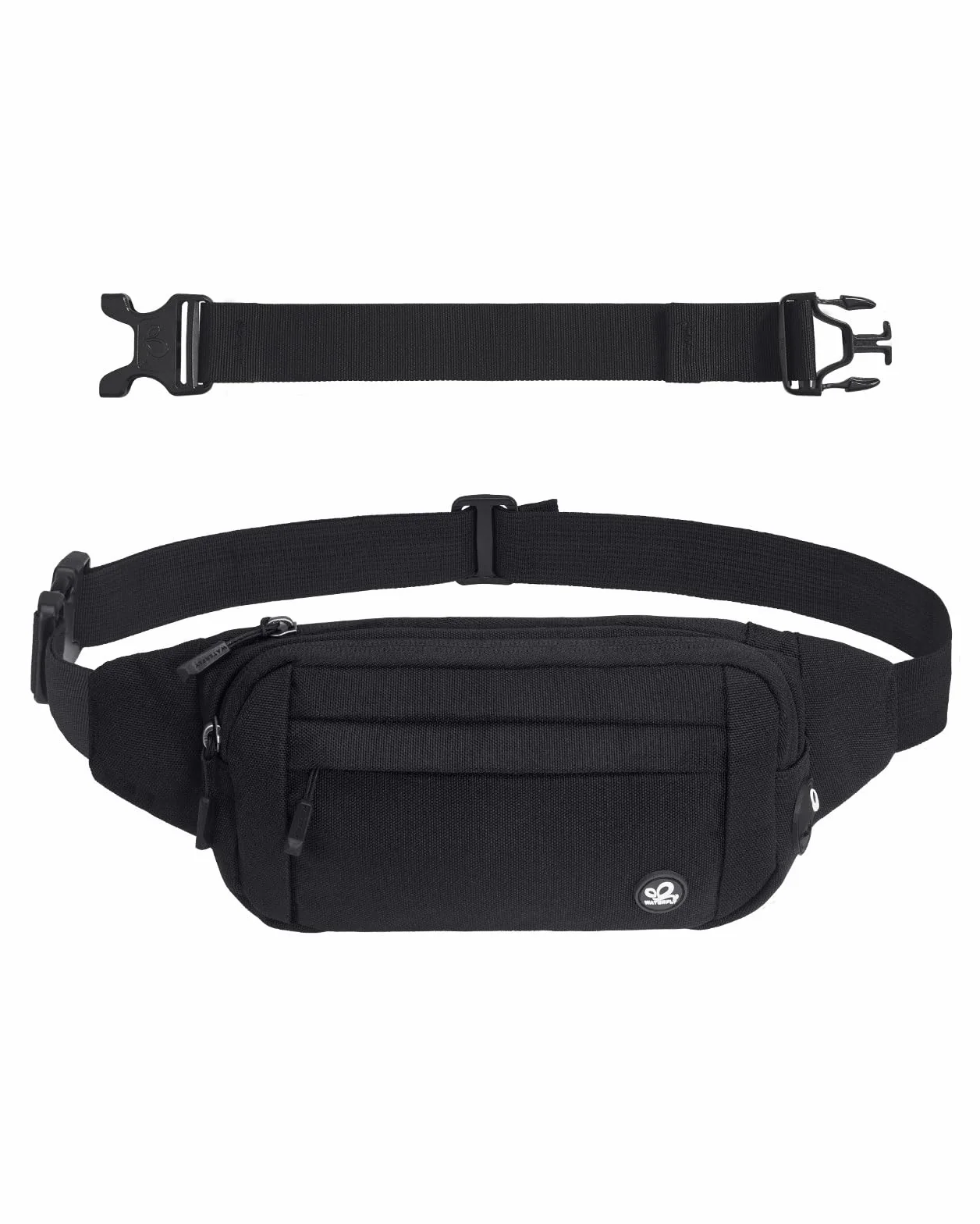 Waterfly Sac Banane Homme Femme Étanche Unisexe Petite Sacoche de Sport Ceinture Randonnée Cyclisme Ville Noir