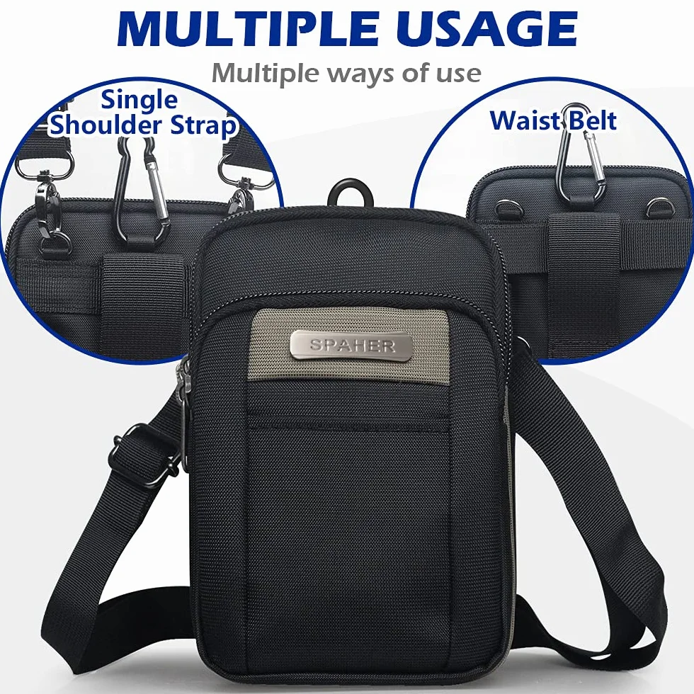 SPAHER Sacoche Banane Homme Sac Bandoulière Pochette Ceinture Randonnée Portable Taille