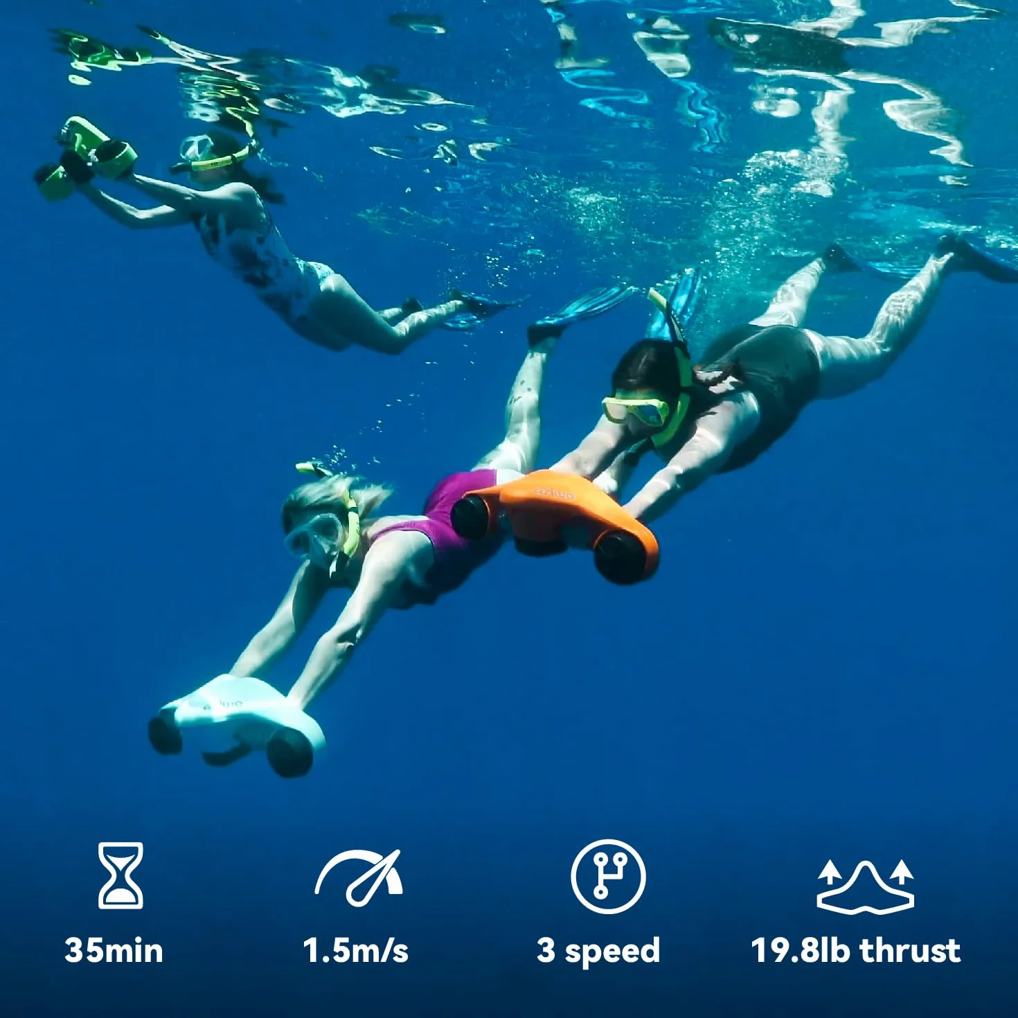 Asiwo Scooter sous-Marin avec Support pour caméra d'action Batterie-Scooter Marin à Deux Moteurs étanche