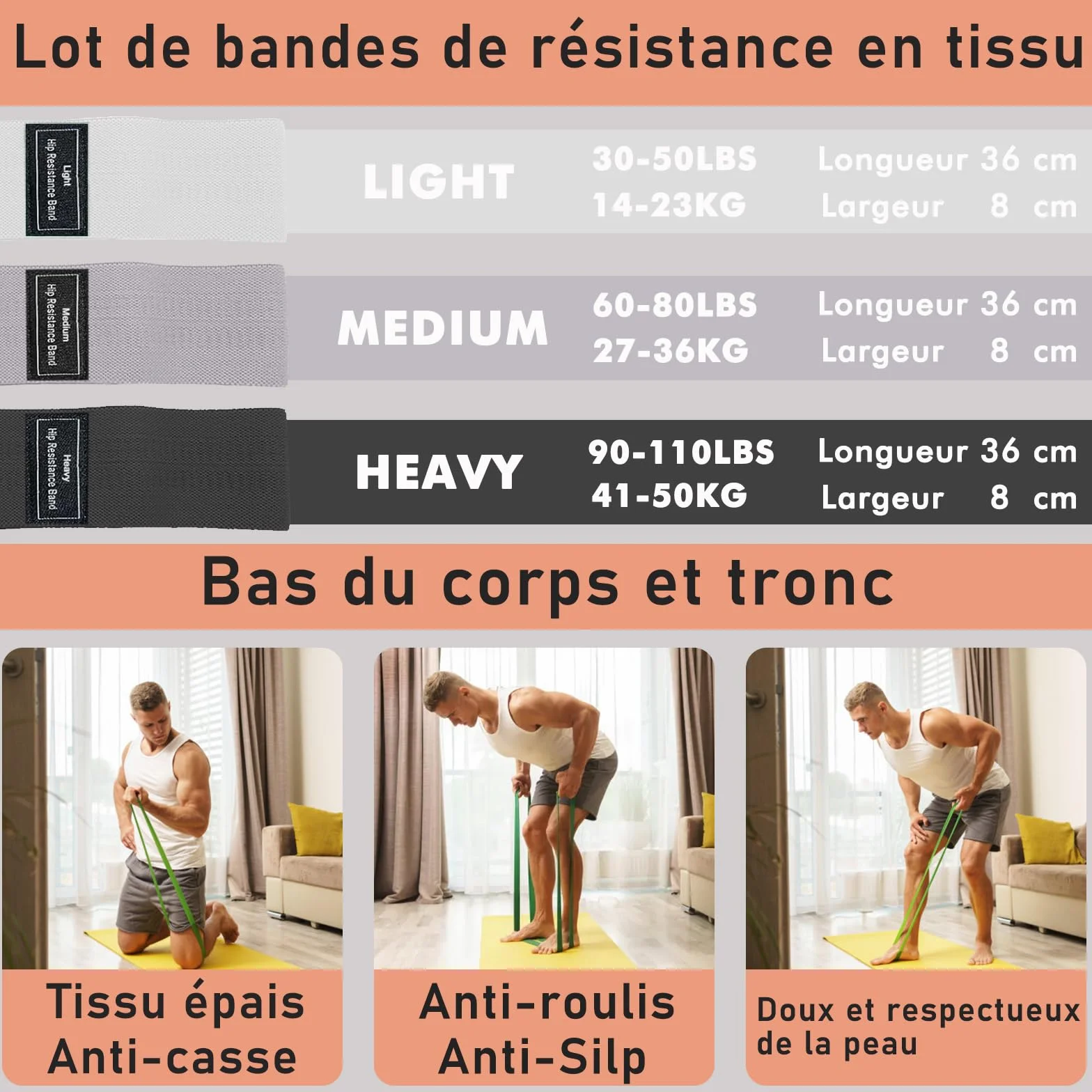 Kit d'anneau de Pilates avec Poids pour Chevilles et Poignets et Bandes de résistance pour Débutants