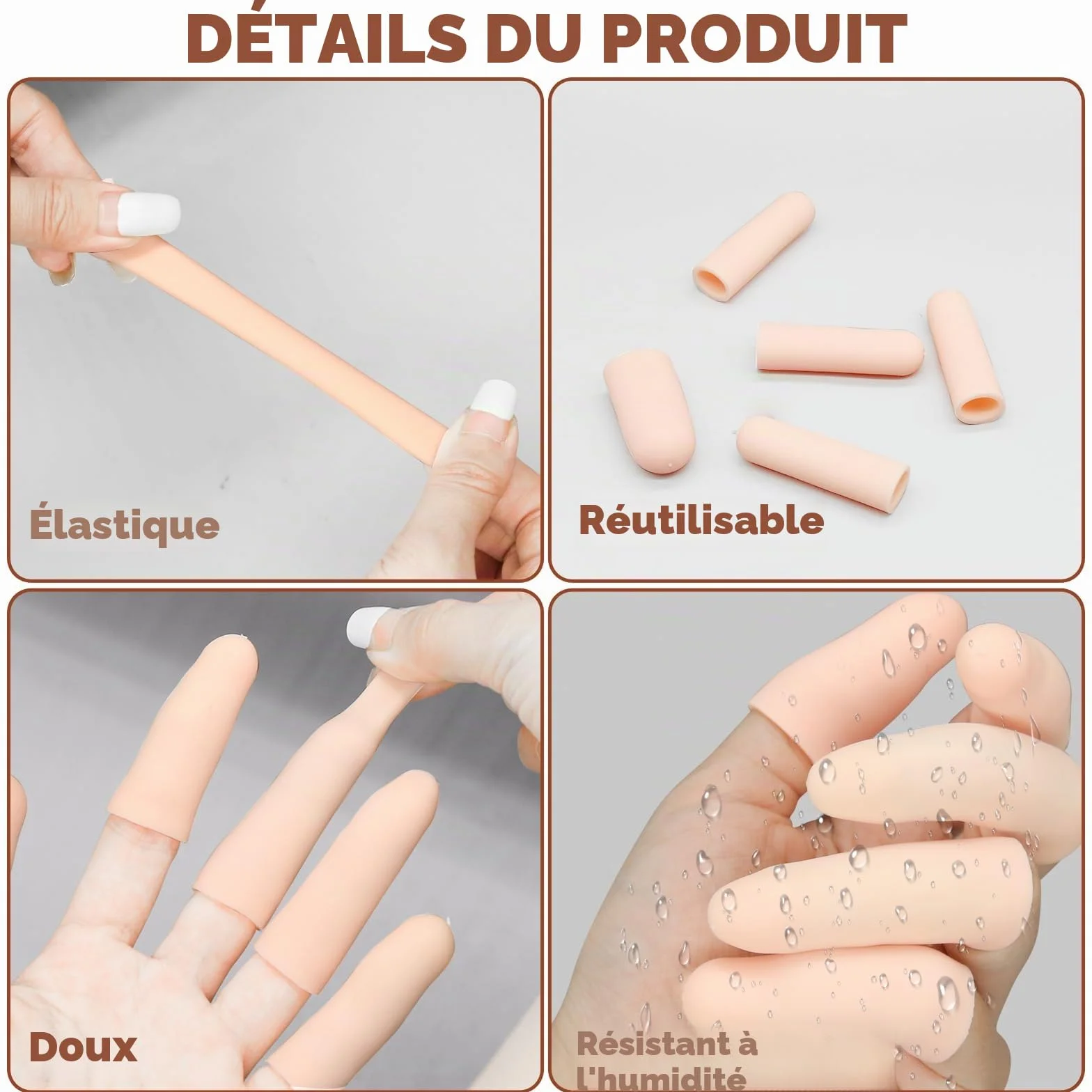 HINGTAI Lot de 20 protège-doigts en gel pour le pouce, manchons en silicone
