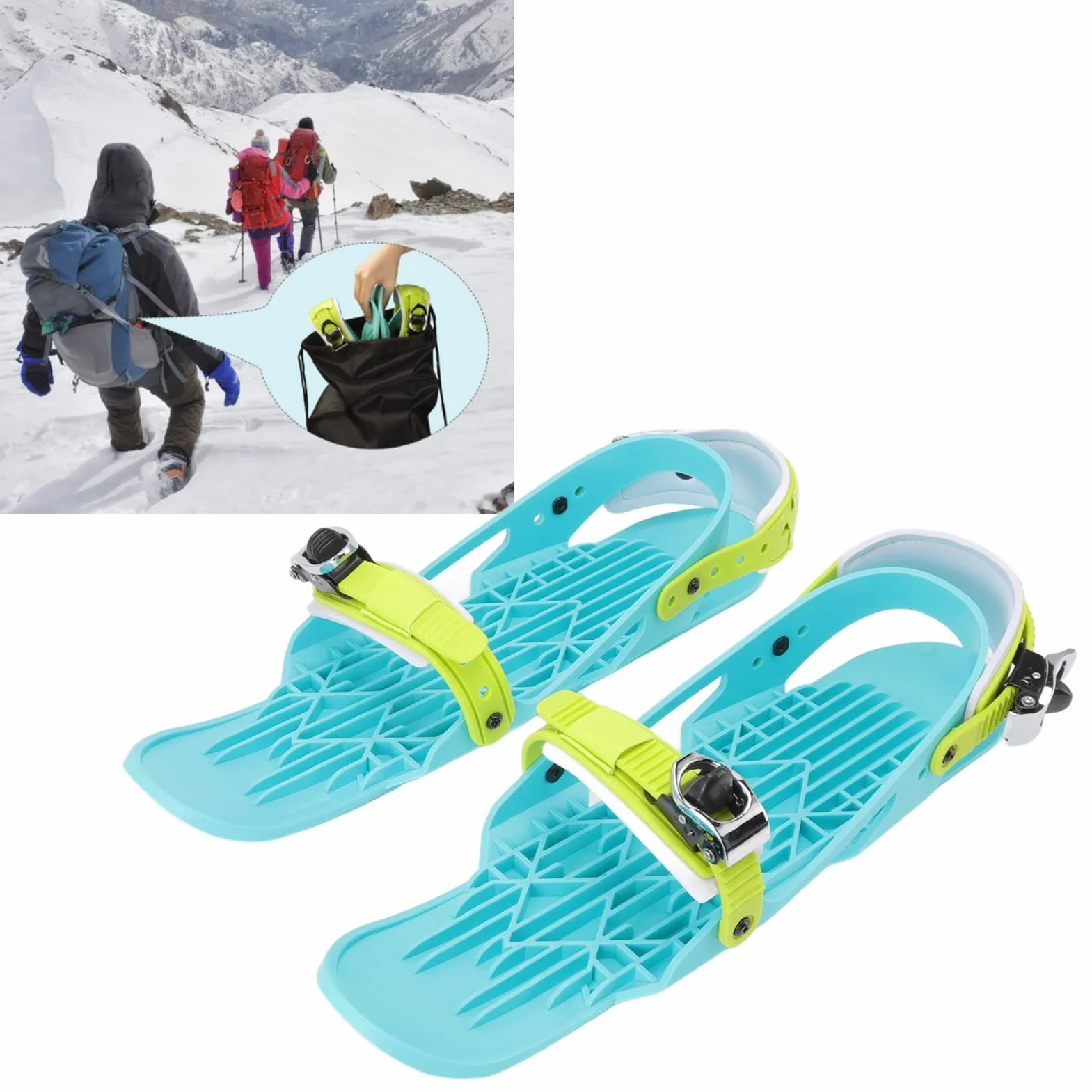 Skis de Neige, Mini Patins de Ski à Fixation Réglable pour Adultes, Lames de Neige avec Sac de Rangement pour Parcs à , Ski de Fond, Sentiers Forestiers, Pistes, Sports d'hiver
