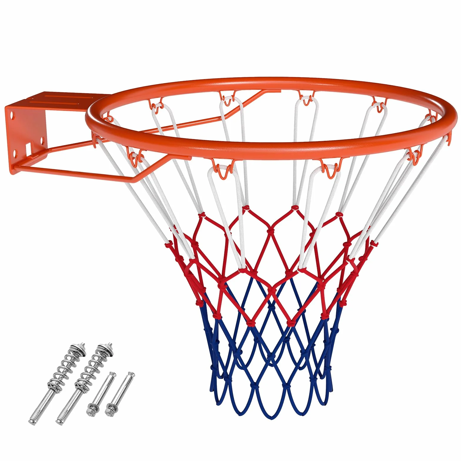COSTWAY Anneau de Basket-Ball 45 cm, Panier de Basket Mural avec Doubles Ressorts & Filet Multicolore