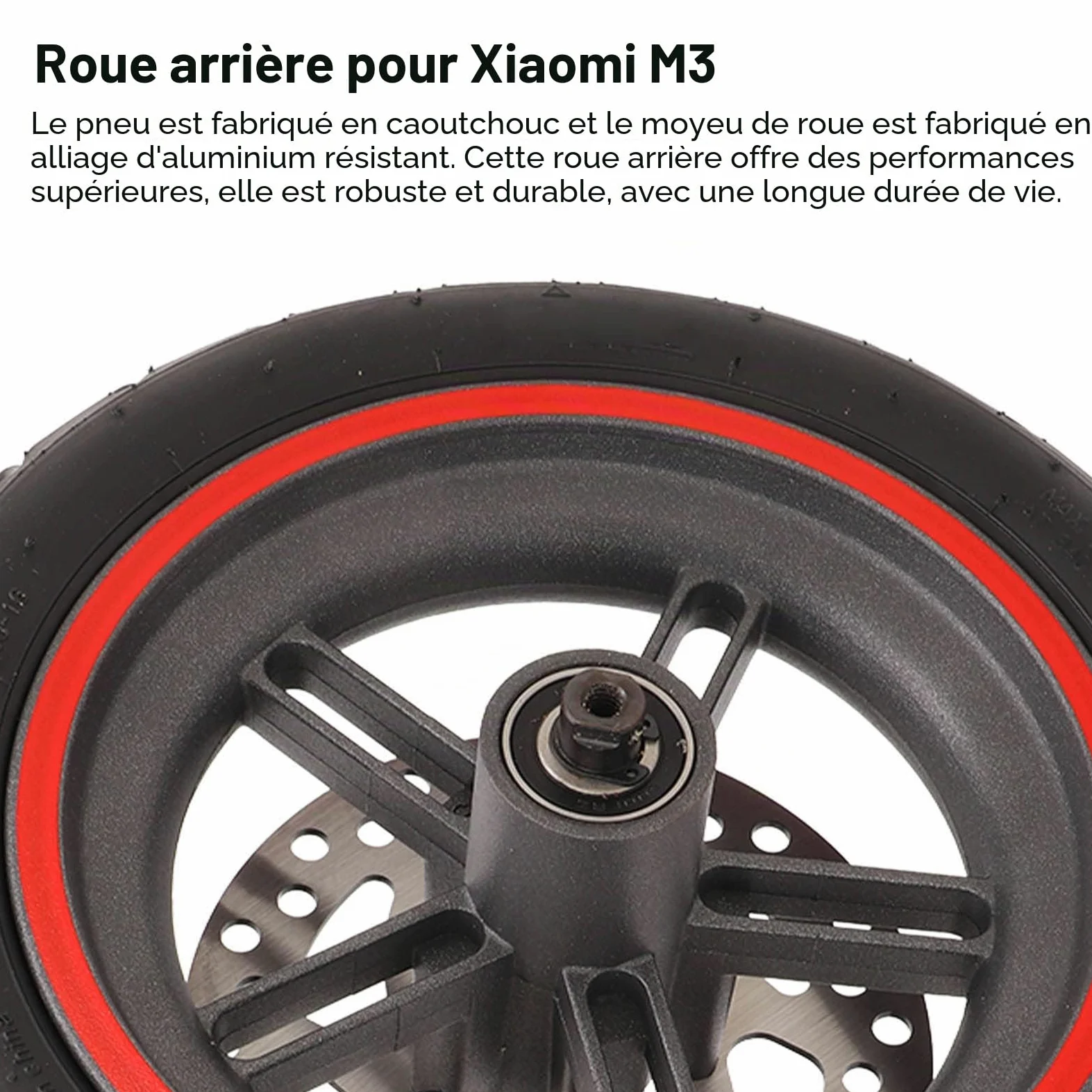 RiToEasysports Roue Arrière de Scooter électrique, Roue Arrière de Scooter électrique avec Pneu Pneumatique Rouge de Disque de Frein de 120 Mm pour Pro PRO2 M3