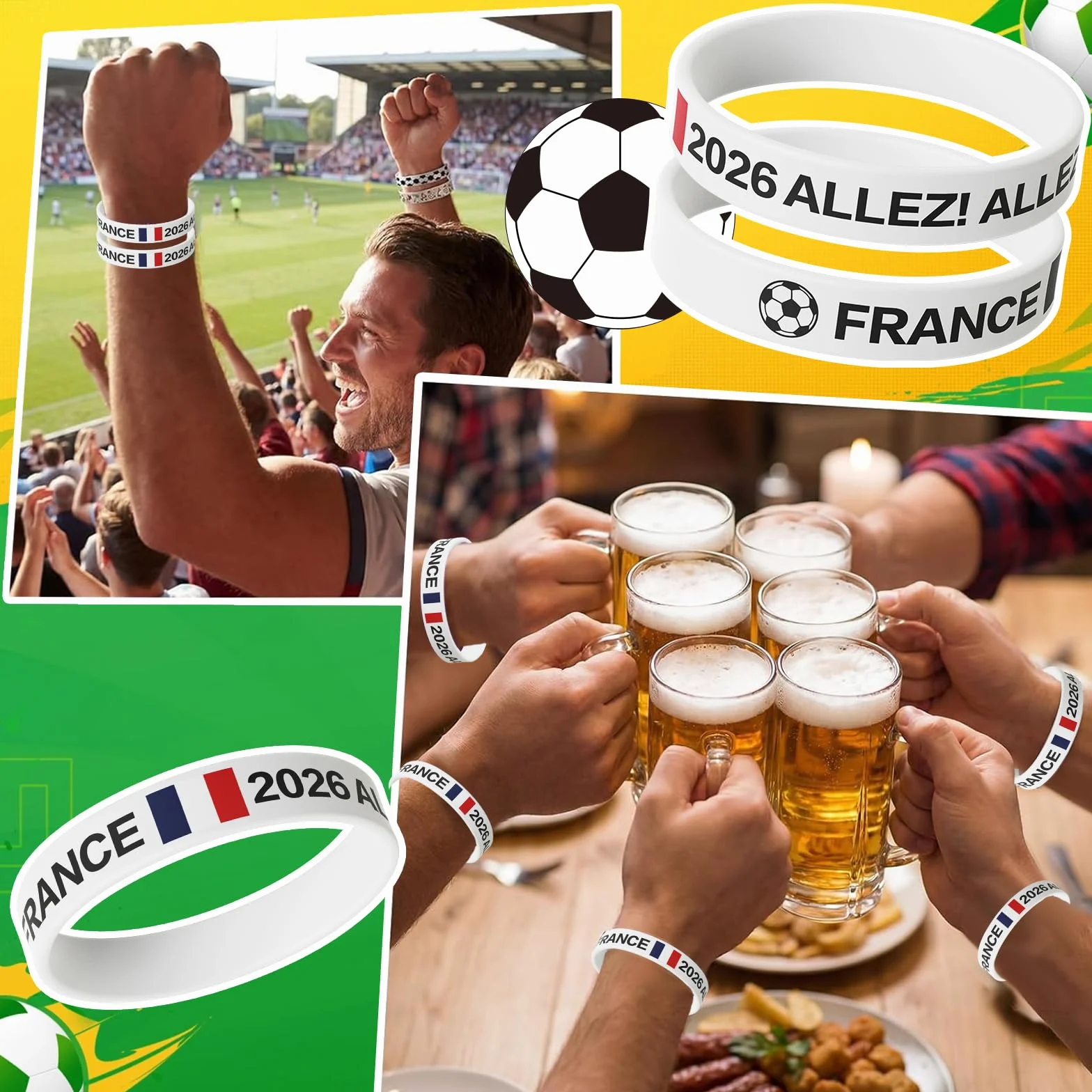 Bracelet en Silicone YESAH 20P avec Motif Drapeau, Brille la Nuit