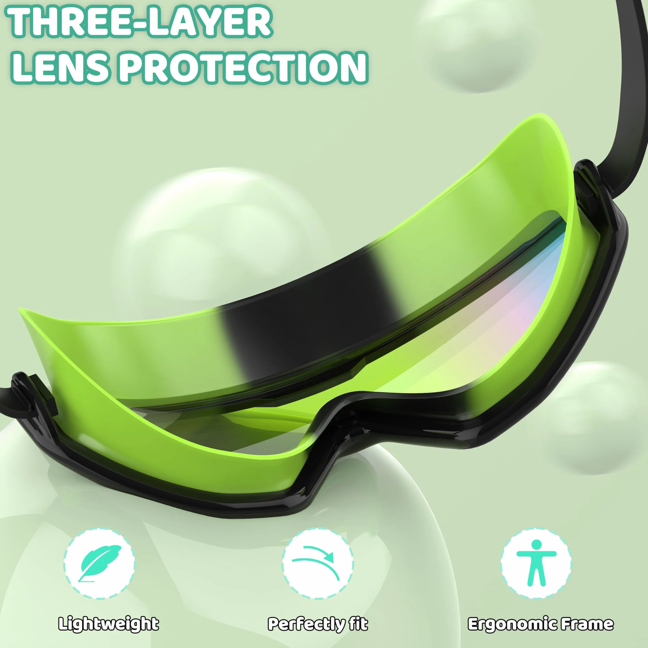 Lunettes de Natation Enfant Anti-Buée UV Vision Large Réglage 1 Bouton 3-12 Ans