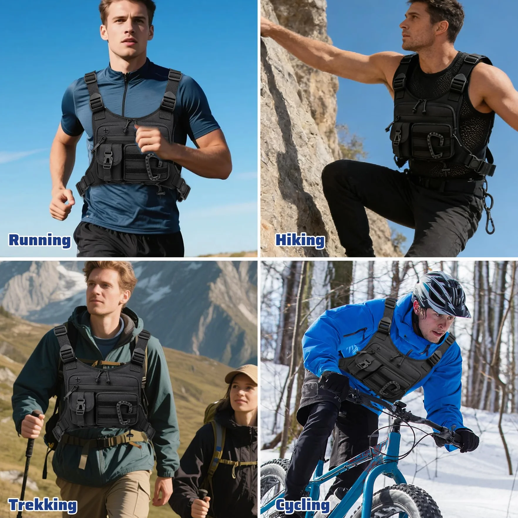 GAESHOW Sac de poitrine tactique pour homme, réglable, fonctionnel, pour hommes et femmes, imperméable, sac de poitrine portable pour les entraînements en plein air, le cyclisme, la randonnée et le