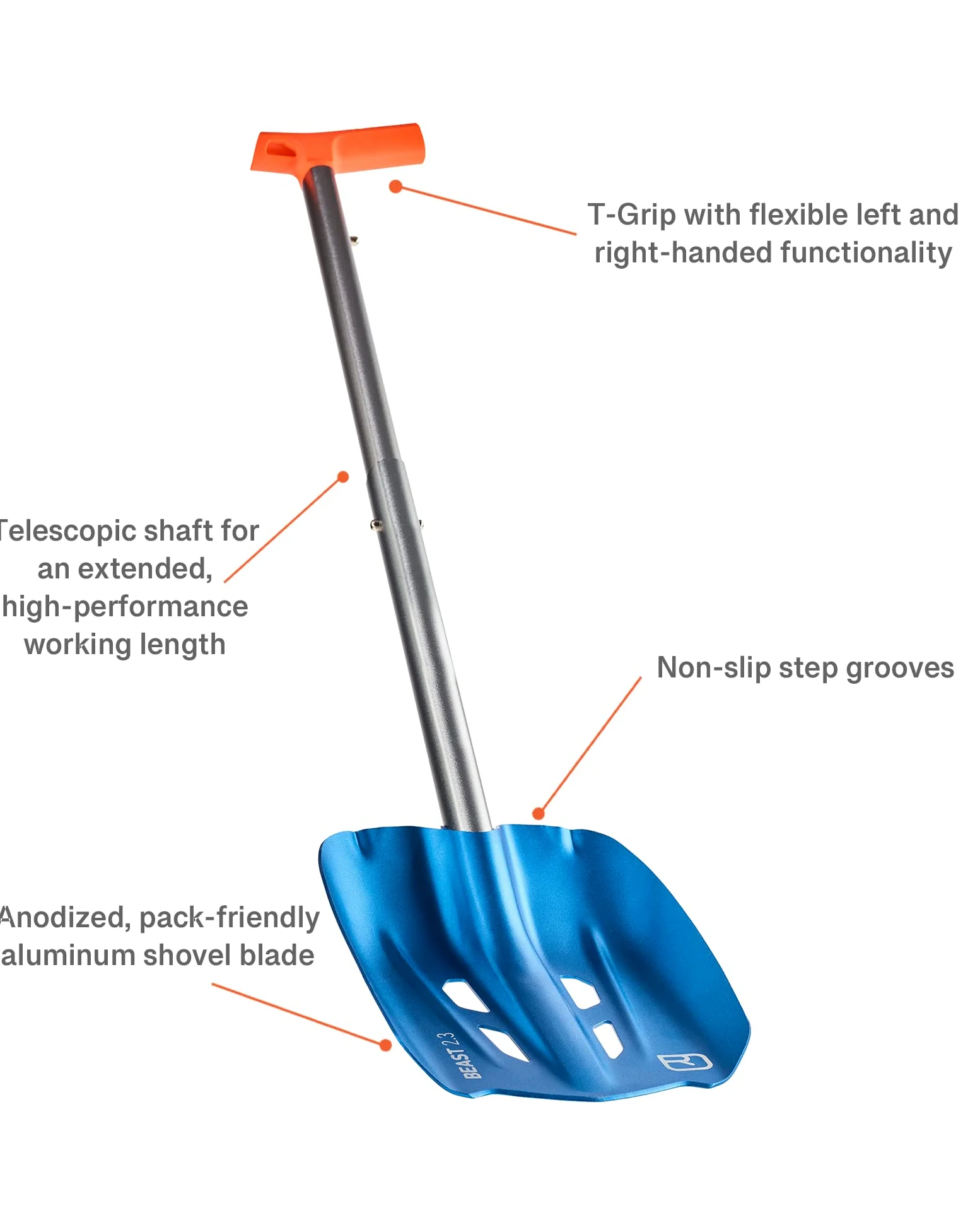 Ortovox Shovel Beast Raquette de Camping et de randonnée Unisexe Adulte, Safety Blue, Taille Unique
