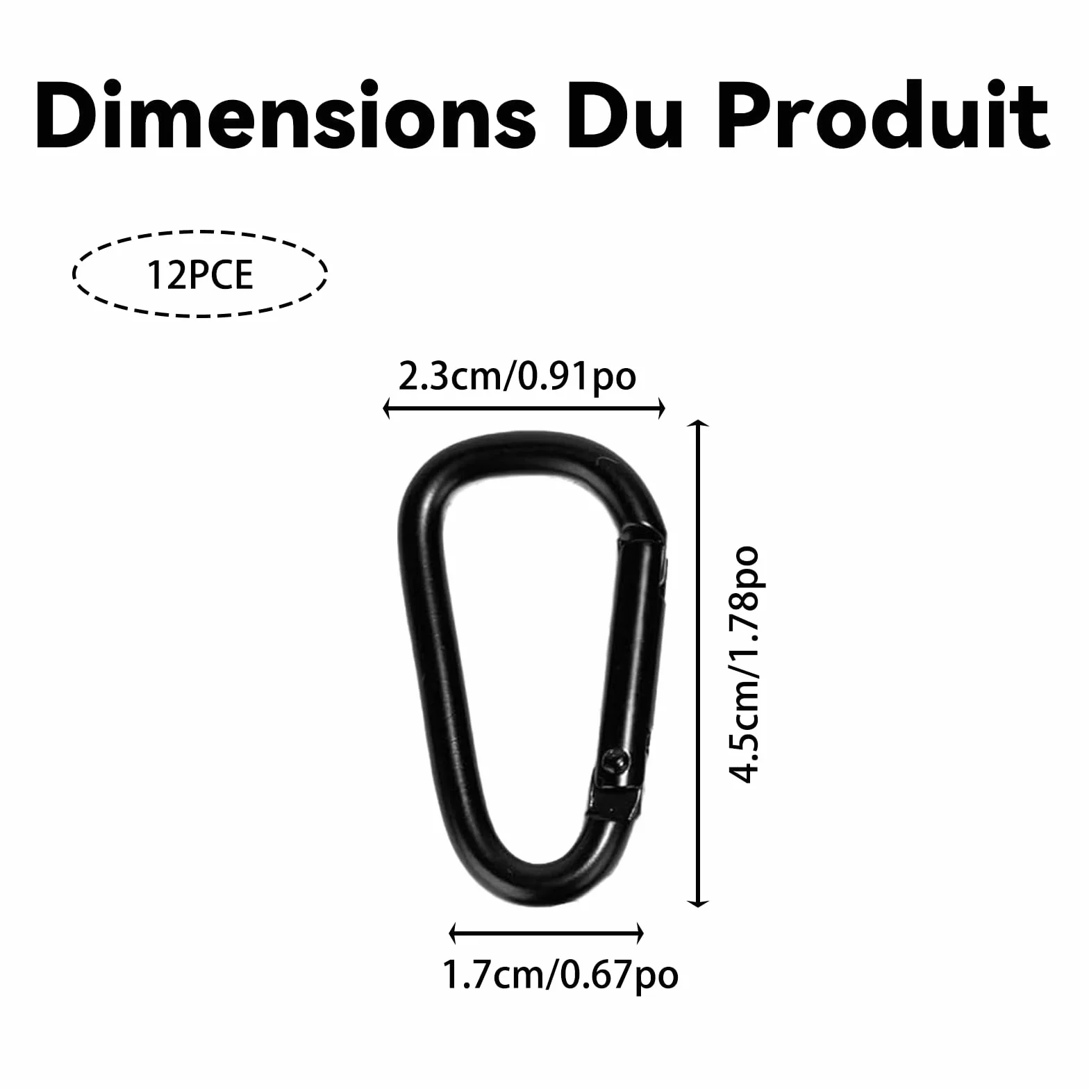 Mousquetons Aluminium Noir Lot de 12 Mini Mousqueton Porte Clé pour Sac à Dos Randonnée Camping