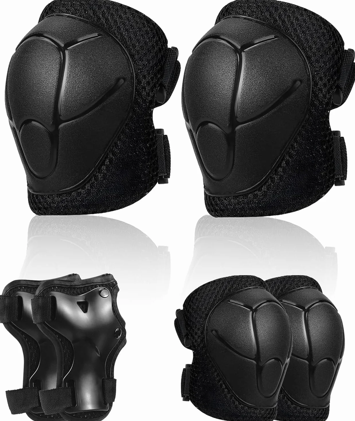 Protection Roller Enfant Rose 6 Pièces Genouillère Sport Fille Adolescents (Noir)