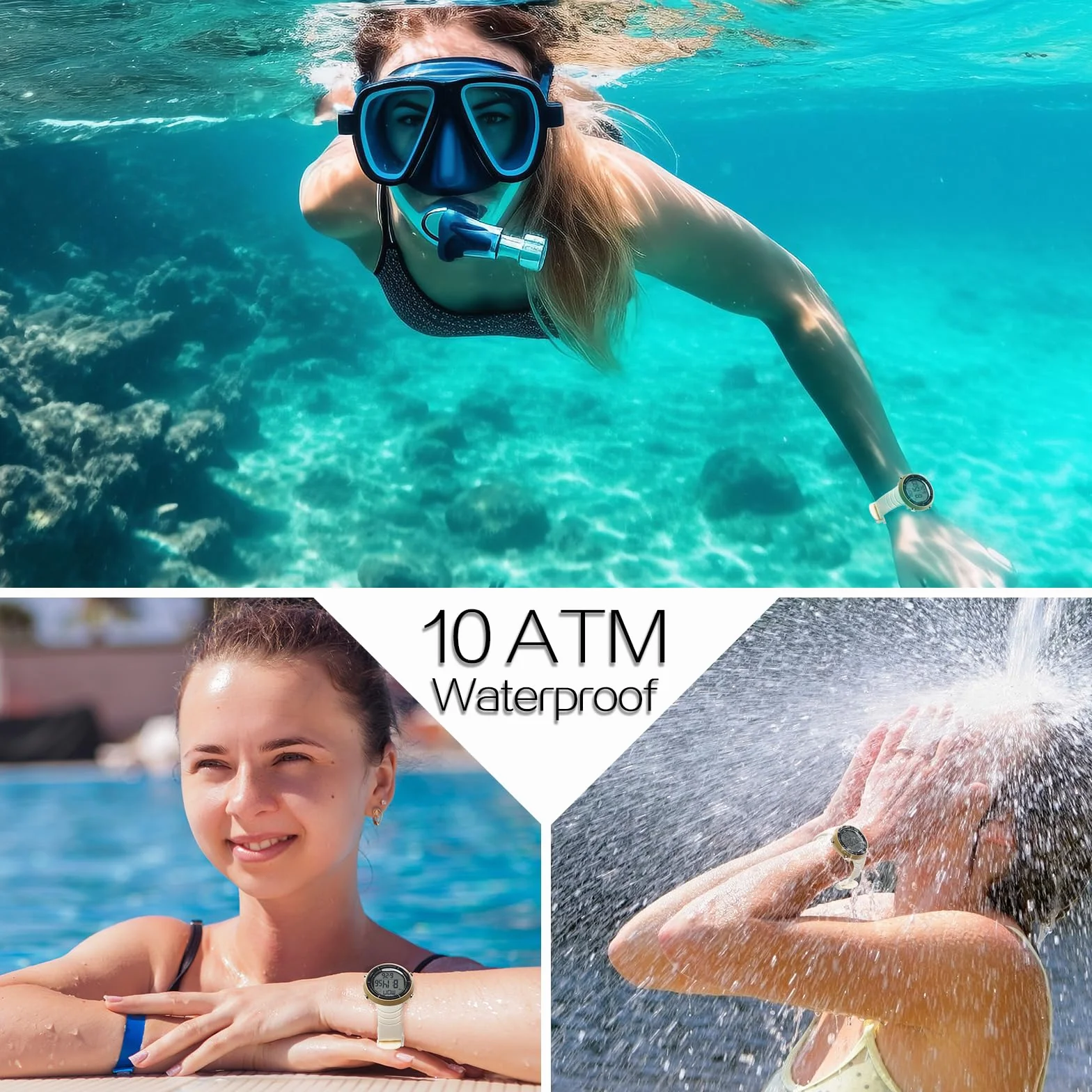 Montre Sport Femme Etanche 10 Atmosphères Plongée Chronomètre Rétroéclairage