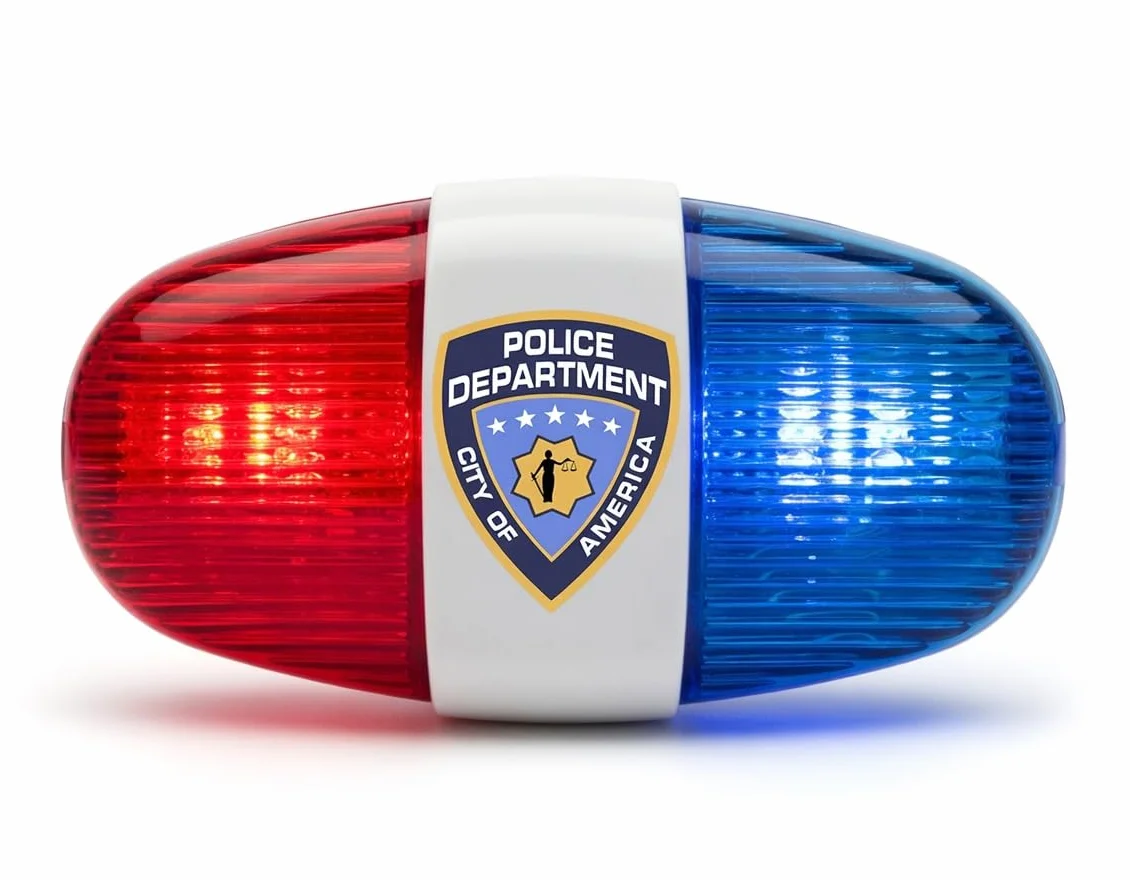Playmags Lampe de Vélo Enfants avec Sons Sirène LED Rouge/Bleu Clignotantes Étanche 3+