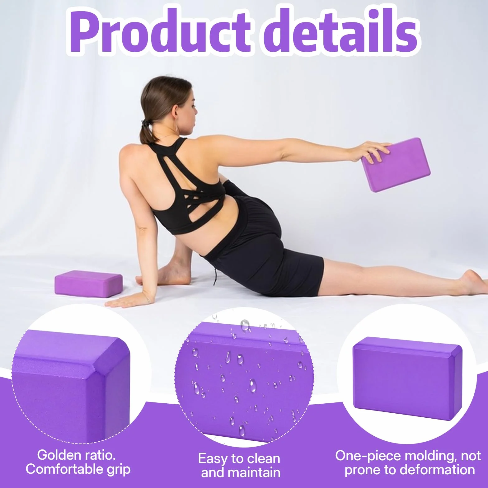 Brique Yoga Lot de 2 EVA Haute Densité Violet