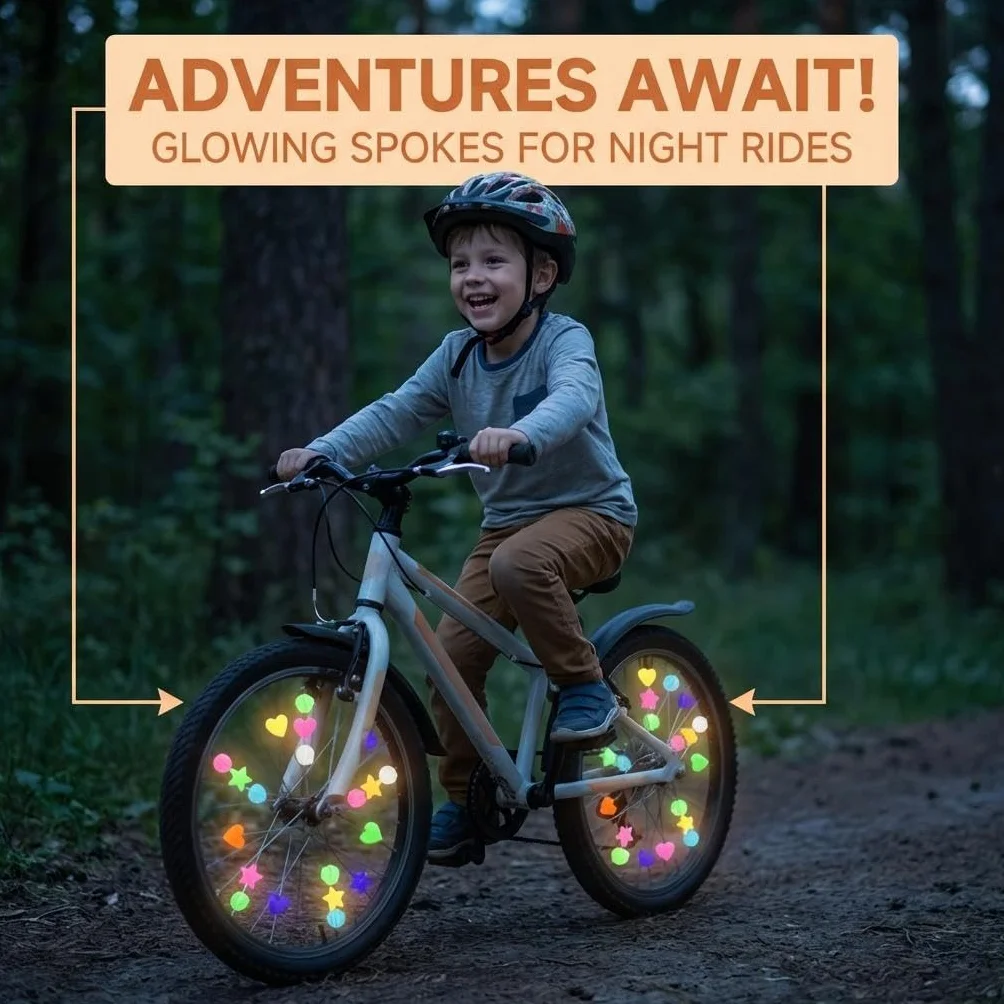 Accessoires Vélo Enfant 144 Pièces, Perles et Réflecteurs Colorés pour Rayons de Vélo