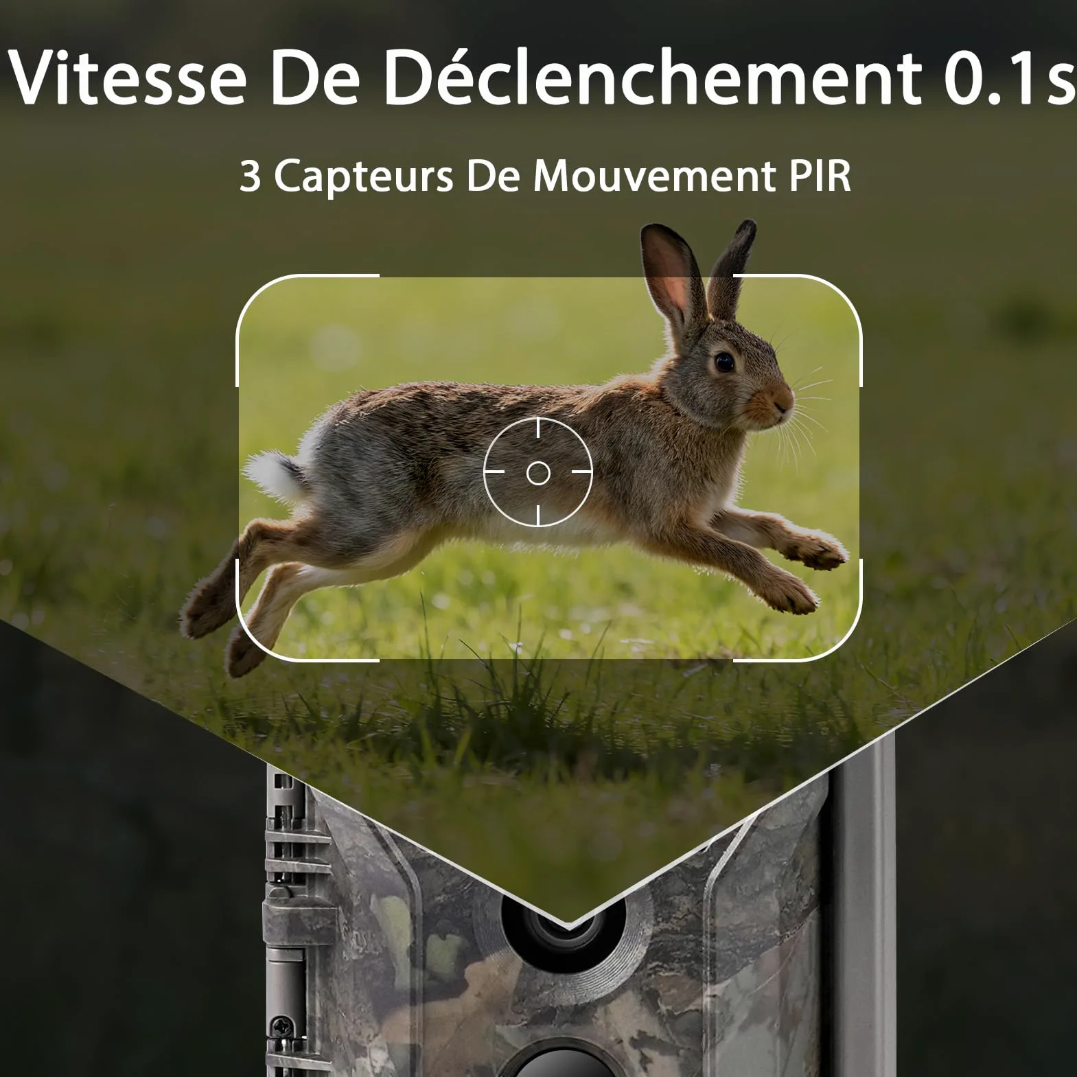 Meidase P300 Caméra de Chasse, WiFi Bluetooth 50m Portée de Connexion, Double Antenne, 64mp 1296p, Vision Nocturne, Activation Mouvement, Ip66 Etanche, Transfert App, Surveillance Extérieure