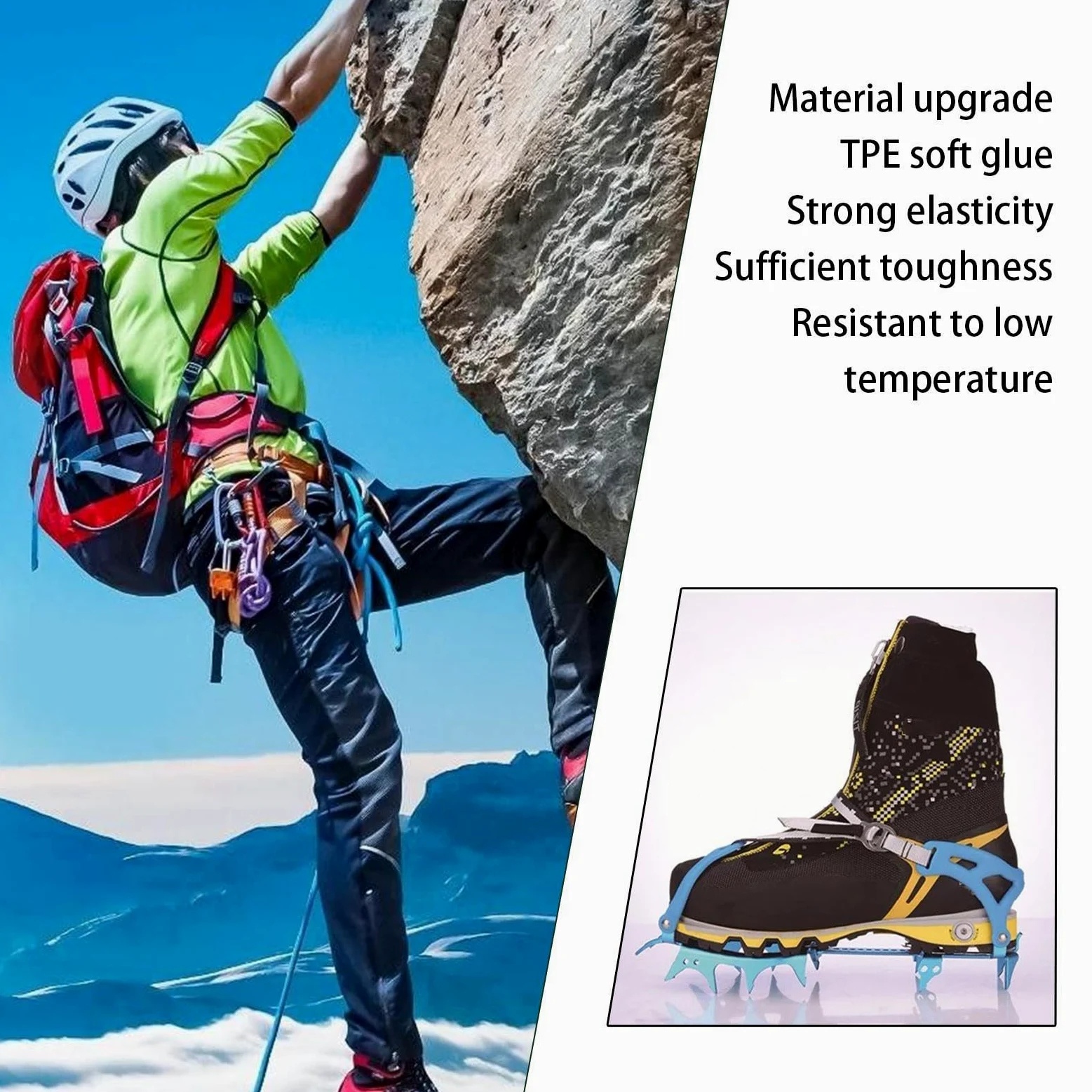 Crampons à Neige pour Chaussures, Pince à Glace pour Chaussures - Antidérapants - 14 Pointes Crampons de Glace Crampons de Neige Poignées de Traction Antidérapantes pour Randonnée
