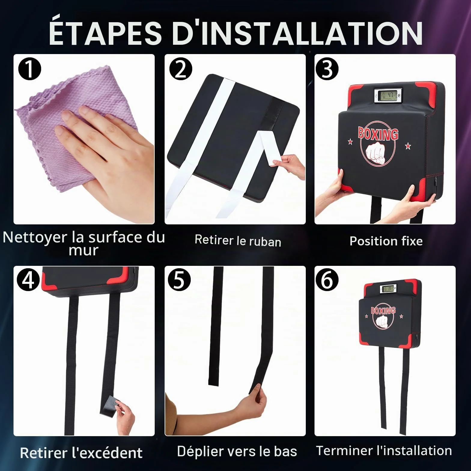 Hoteam Testeur de force de frappe avec capteur de force de frappe réglable en hauteur - Équipement d'entraînement de boxe mural - Machine de boxe pour adulte et enfant