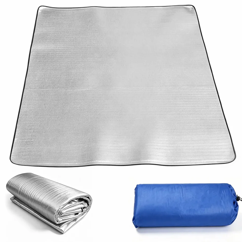 Matelas thermique de camping isolant mousse aluminium 200 x 200 cm tapis de sol randonnée