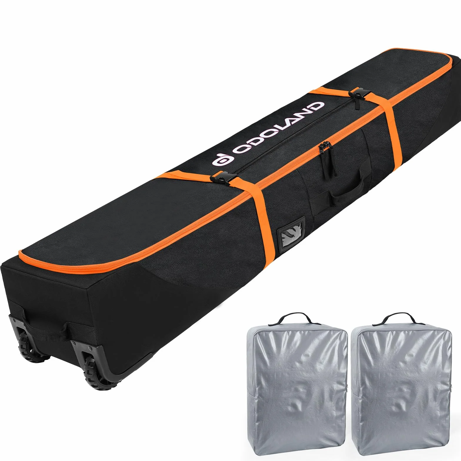 Odoland Housse à Skis Roulant 170/190 cm Sac à roulettes pour Snowboard Tissu Oxford 900D Imperméable
