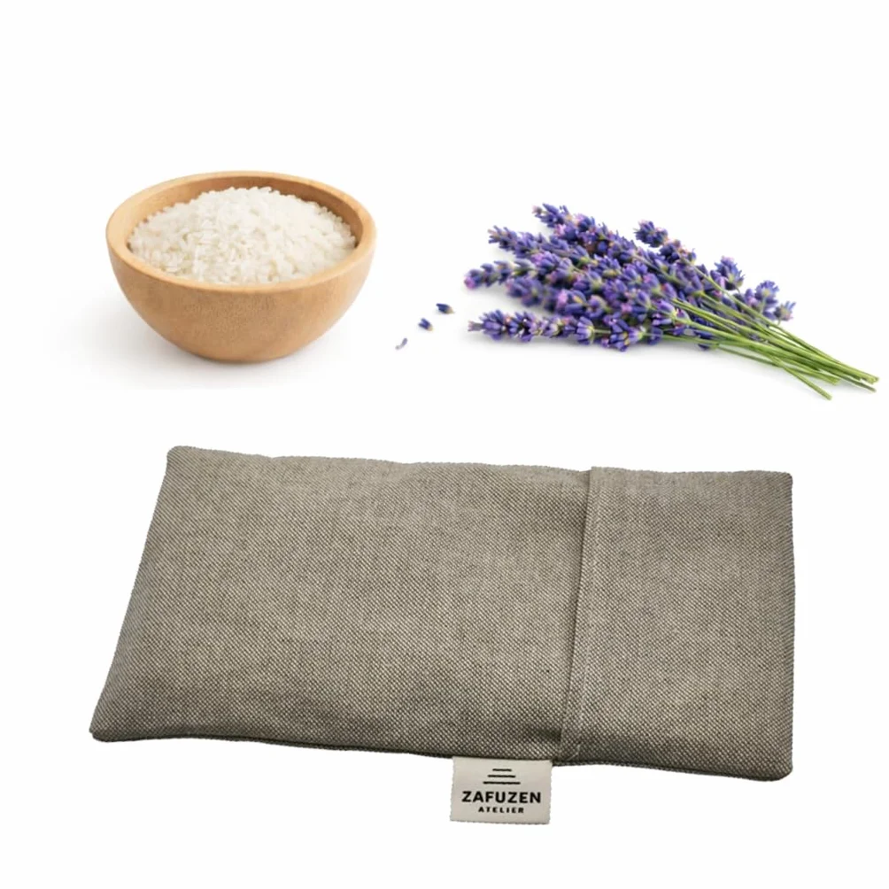 Coussin pour Les Yeux avec Housse Lavable Dune – Fleurs de Lavande Naturelle et Riz, Coton Naturel, Yoga et Méditation