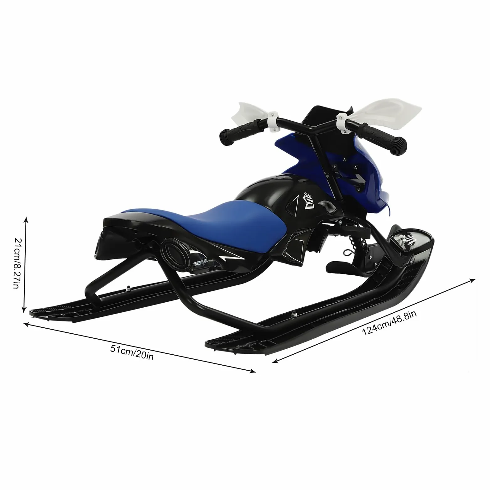 Luge de direction pour enfants, avec frein à pied et corde de remorquage haute résistance, luge pour enfants, max. 80 kg, coussin réglable en 3 positions, luge de ski pour enfants à partir de 3 ans